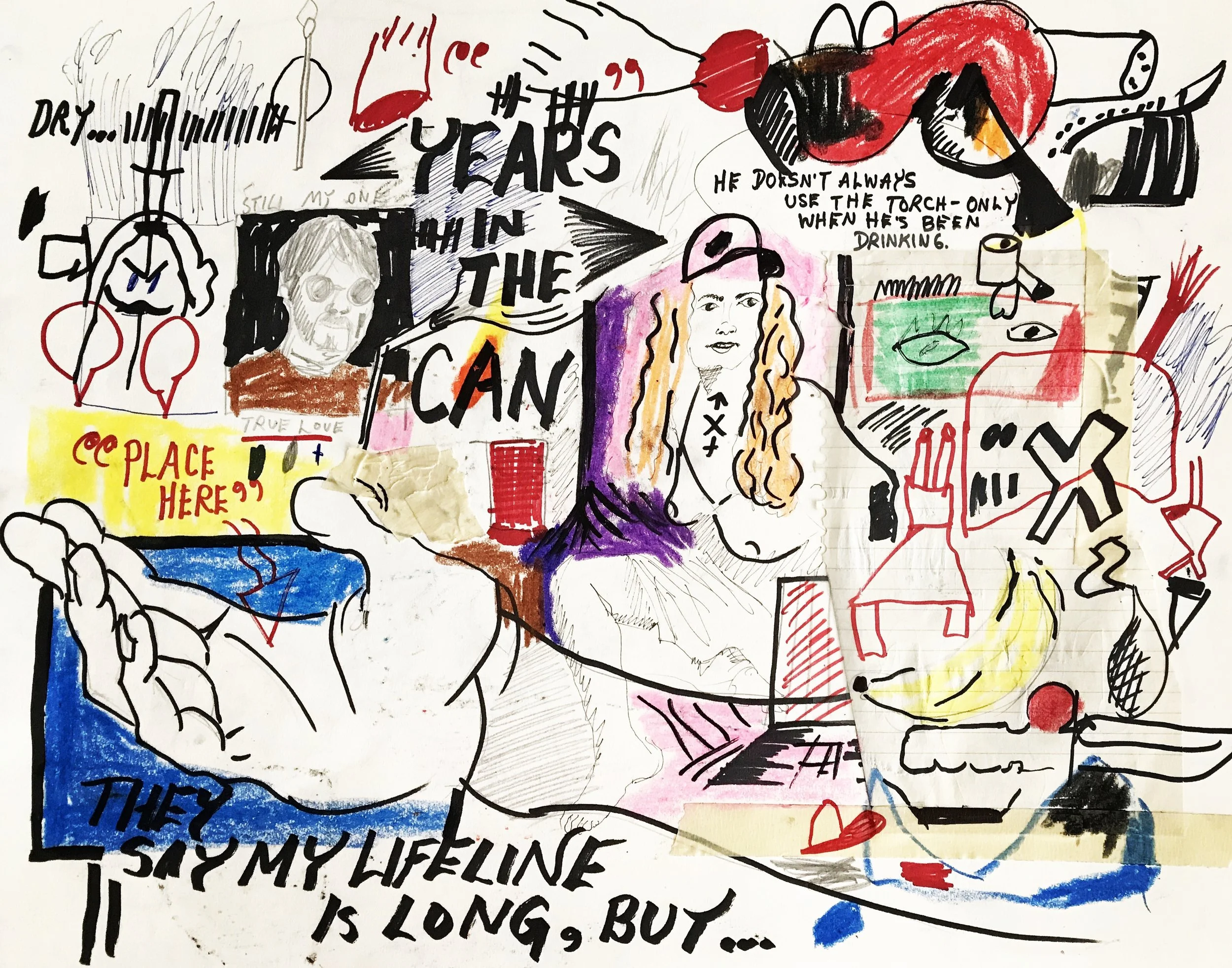 years in the can - ink and oilstick on paper