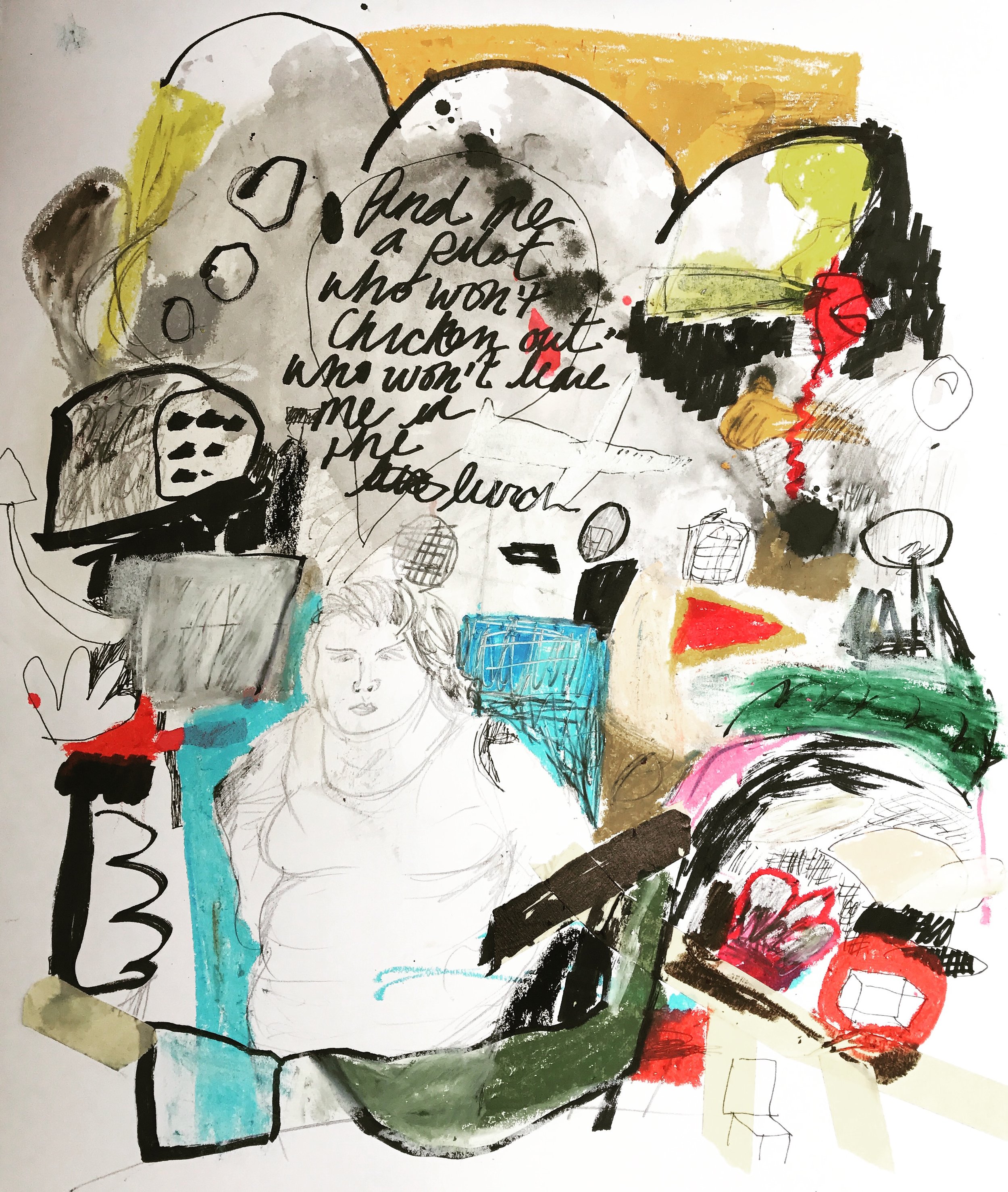 martha - ink/pencil/oilstick on paper