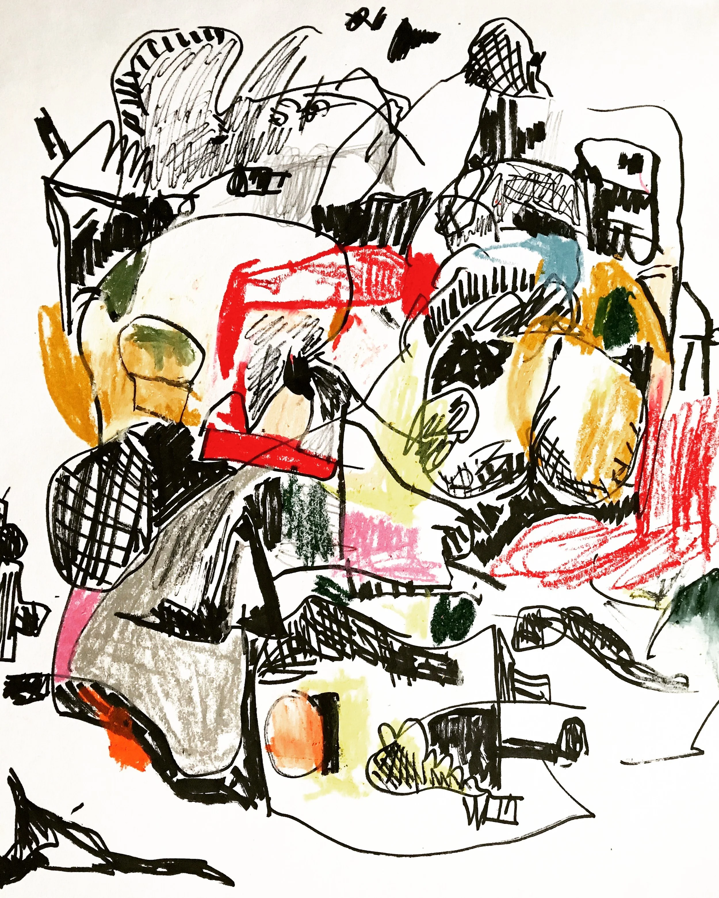 bigtime freak - ink and oilstick on paper