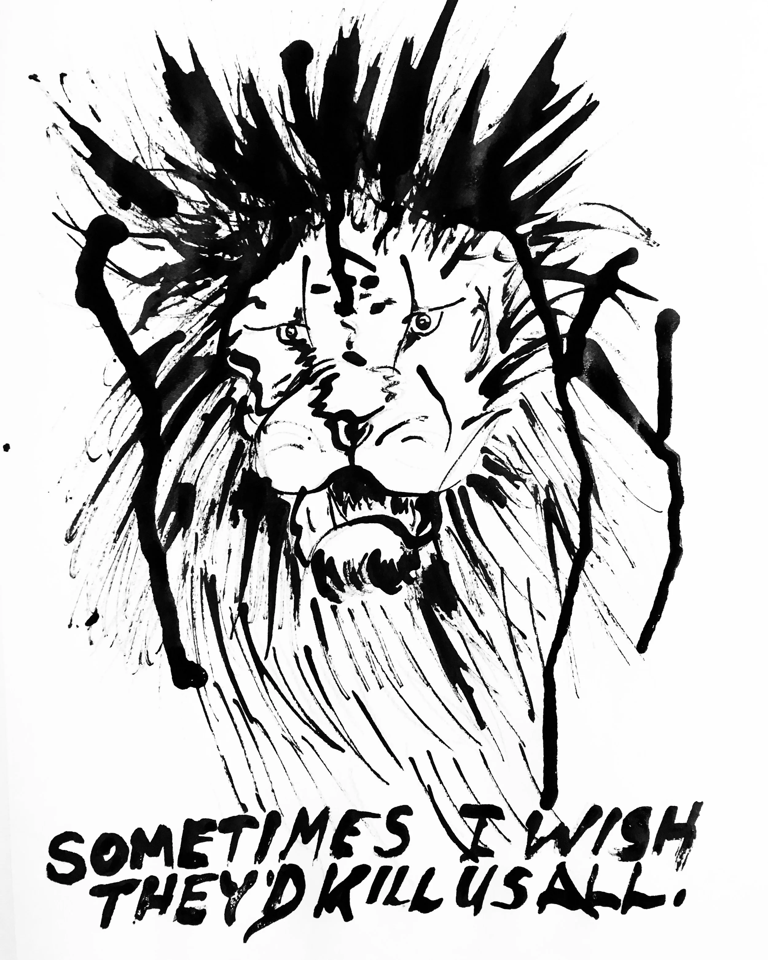 lion's wish - ink on paper