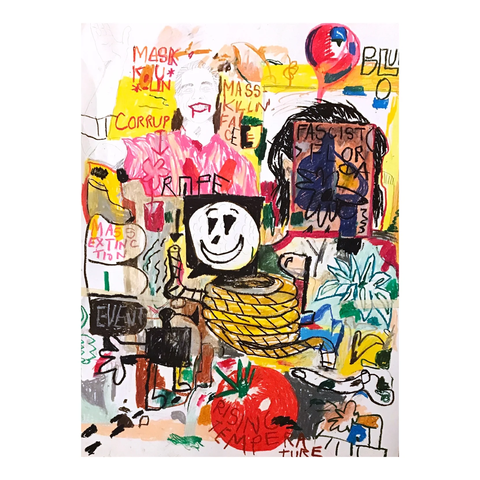 fascist flora - oilstick/pencil/acrylic on paper