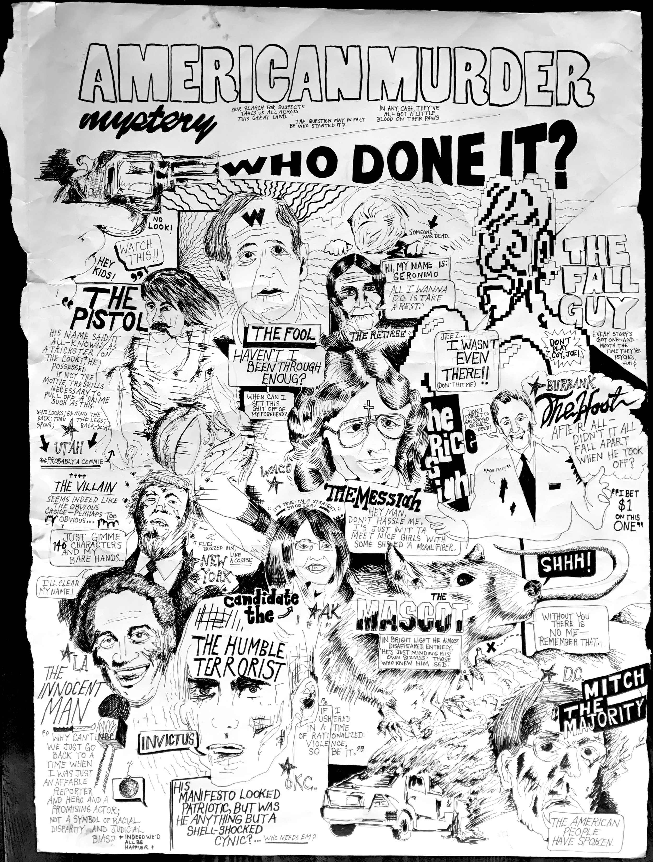 american murder mystery - ink on paper