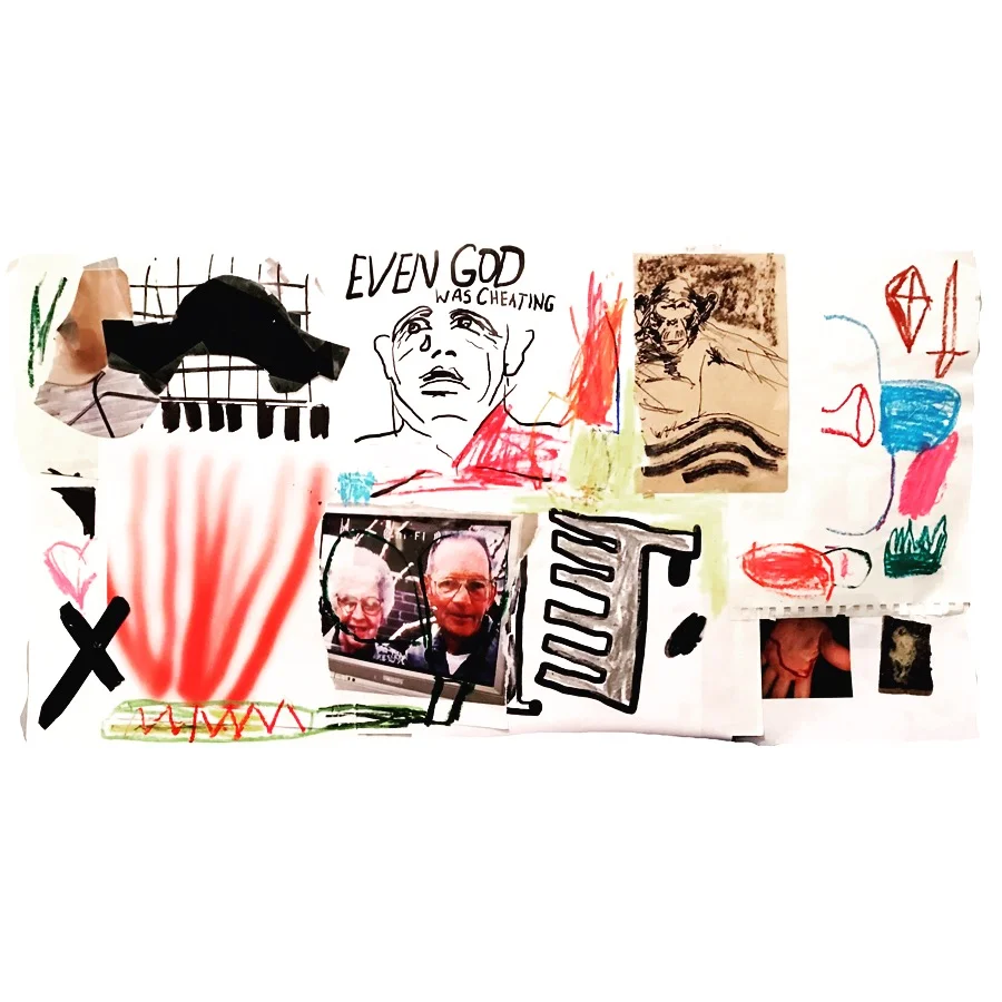 even god was cheating - mixed media