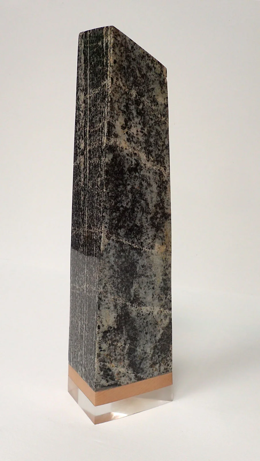 Standing Stone - 2017, Lewisian gneiss, hardwood and acrylic, 54 x 16 x 10 cm – 10 kg. £1300