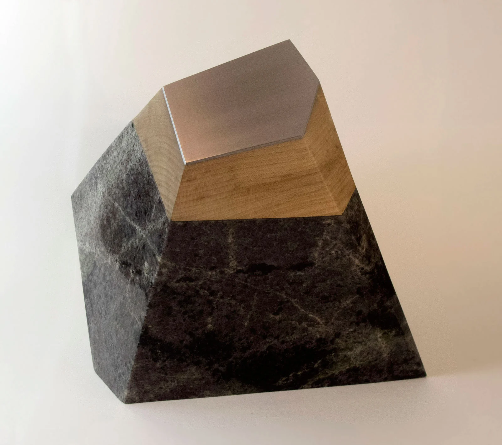 Fragmented Earth II - 2017, Lewisian gneiss, hardwood and aluminium, 30 x 40 x 34 - 35kg. £1950