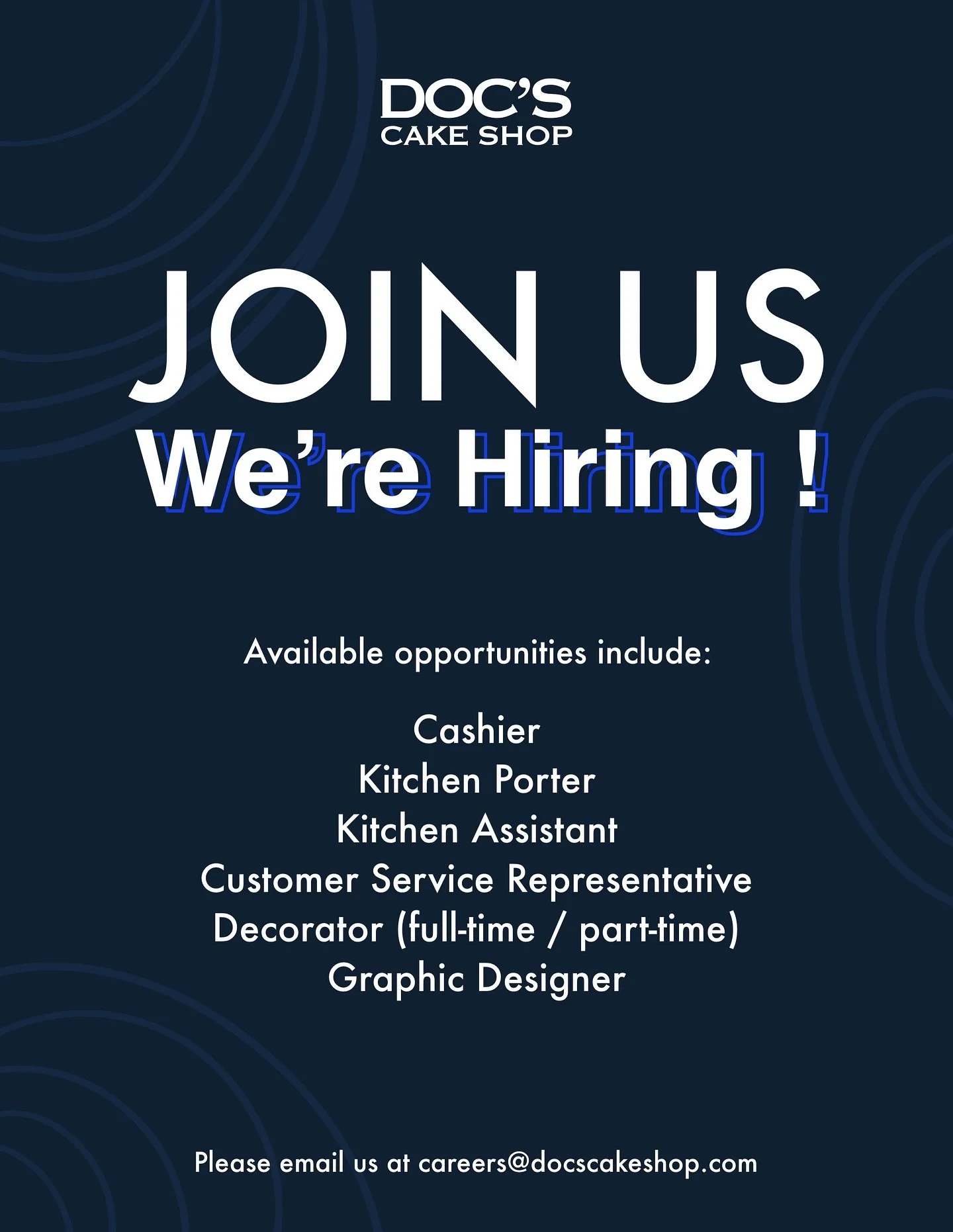 Join our talented team with exciting opportunities @docs_cake_shop ! Apply today via email 📧💻
Careers@docscakeshop.com

#hiring #jobshiring #cakeshop #brooklyn