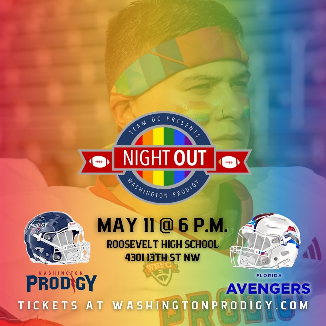 We&rsquo;re kicking off Pride Season in a big way! This Saturday&rsquo;s home game is #NightOut at the Prodigy, hosted by @teamdcsports. @cheer_dc will be there to keep the sidelines hype, and @djmimdc and @dcs.different.drummers will have the stadiu