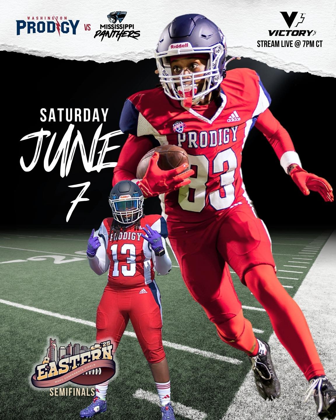 #13 and #83 made BIG plays on Thursday. Let&rsquo;s see what they have in their bag tonight!!

Prodigy vs. msladypanthers. Winner will be crowned Best in the East. 

Tune in LIVE at 7pm CT/8pm ET on victoryplustv and watch us leave it ALL on the fiel