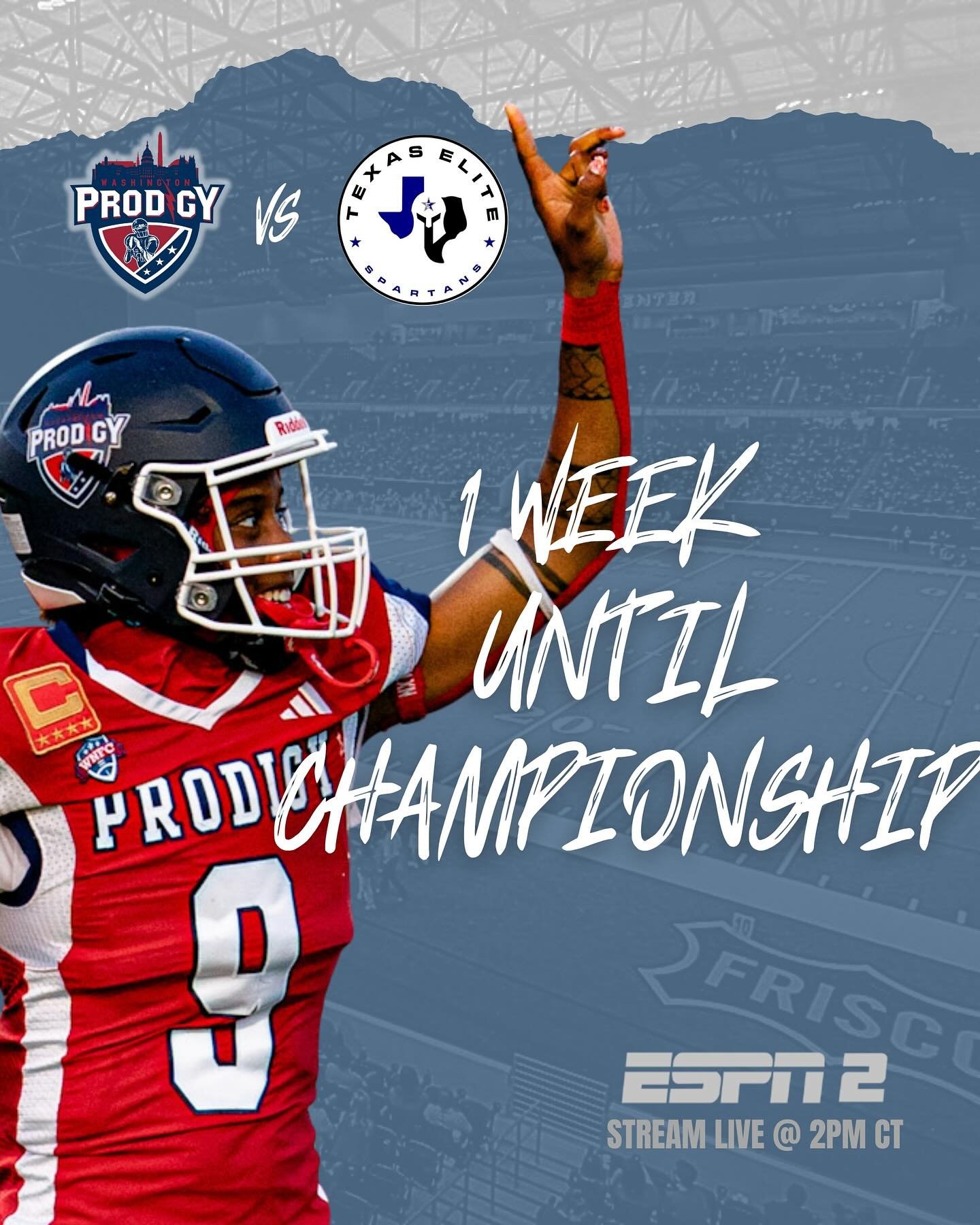 This is about to feel like the LONGEST seven days of our lives!!

One week &lsquo;til we take over Frisco, TX and show the world (thanks to @espn) what we&rsquo;re made of!

IX Championship. 3pm ET. Set your DVRs neoooowwwwww!!

#washprodigy #wnfcpro