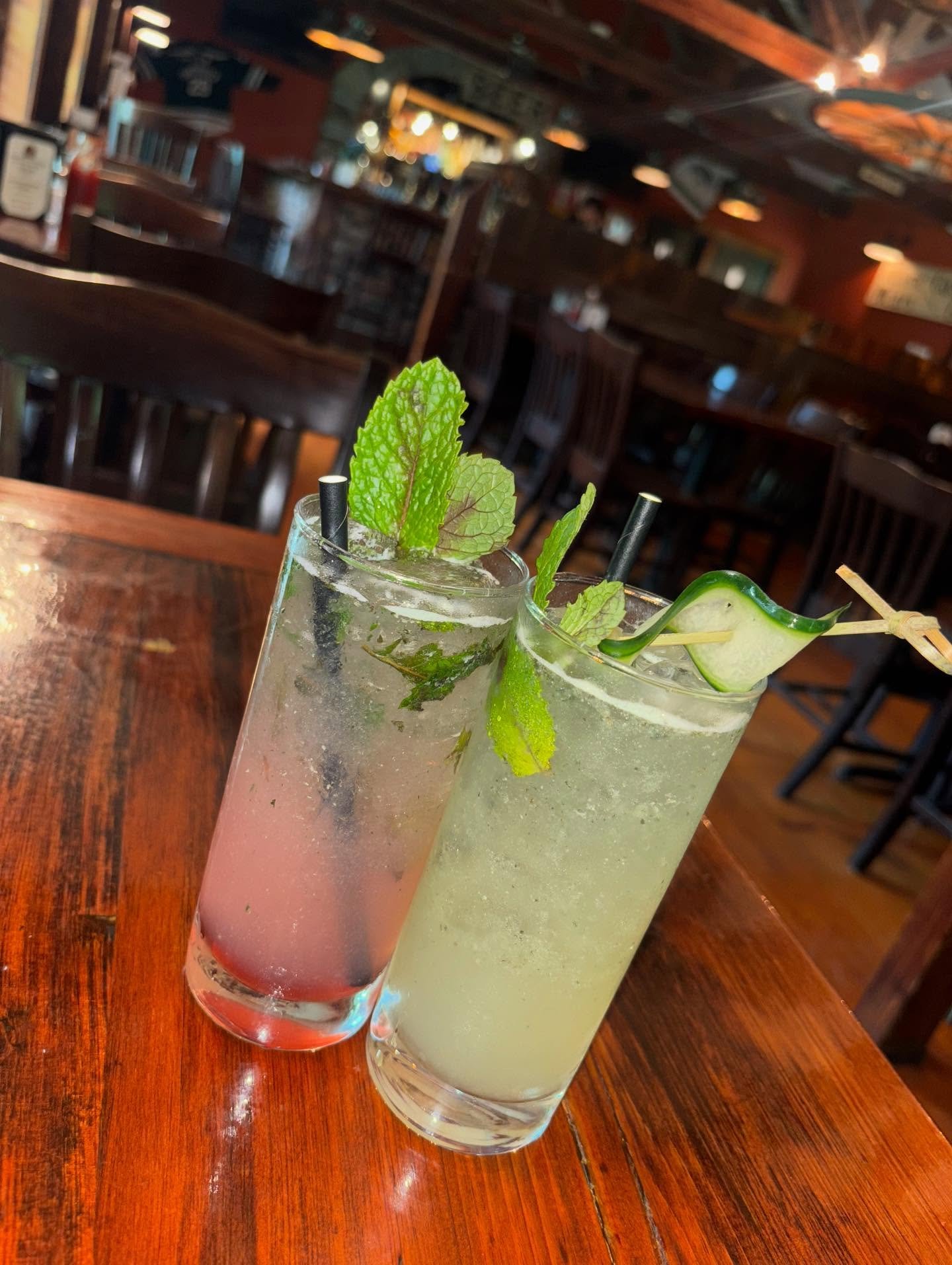 New drink alert! Strawberry and Cucumber Mojitos to go with wing Wednesday! Join us from 4-8pm.
