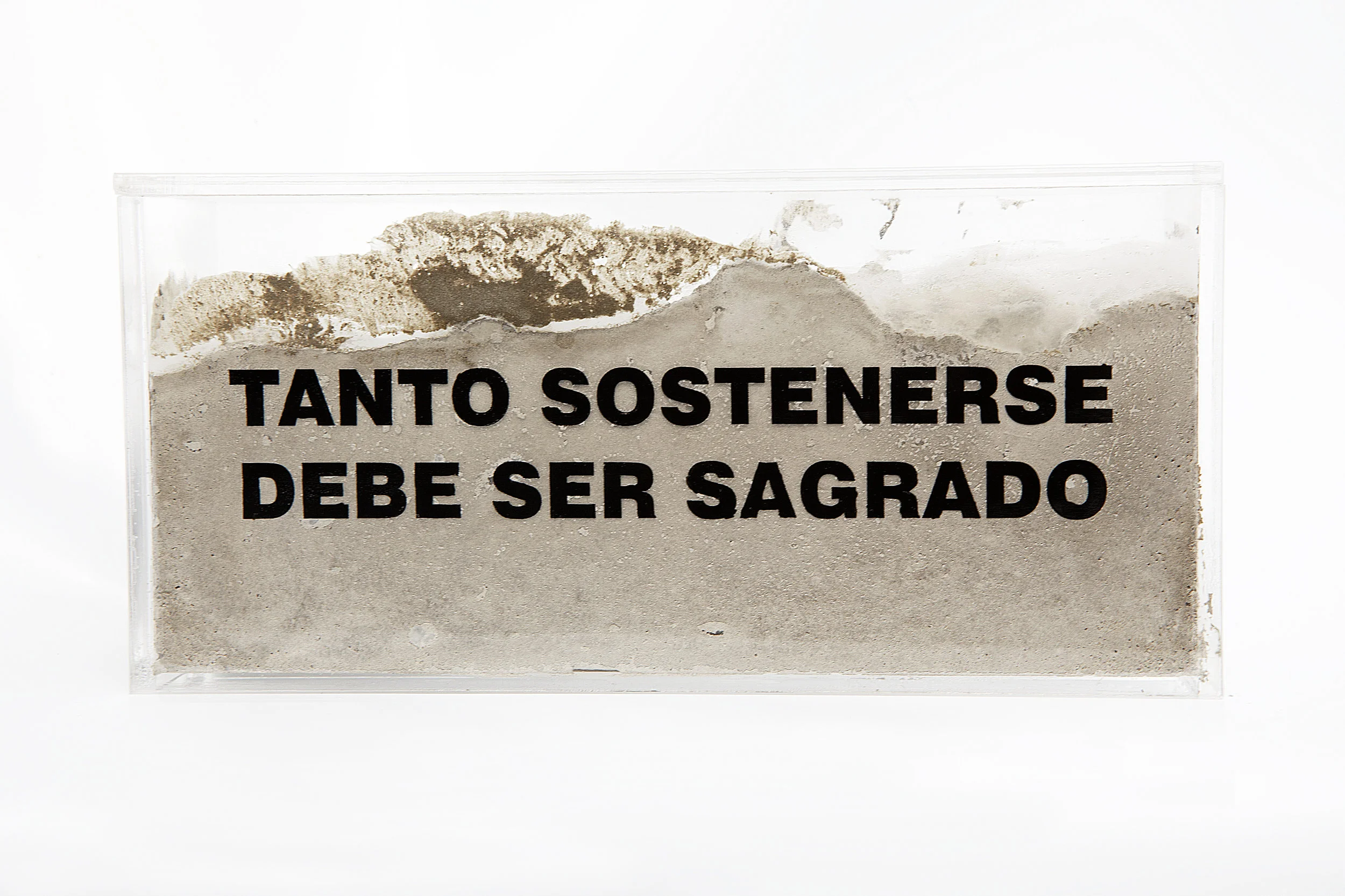 Tanto sostenerse debe ser sagrado (2018) - 10 x 20 x 6 cm - Bloque de acrílico relleno de cemento
/ Block of acrylic filled with cement