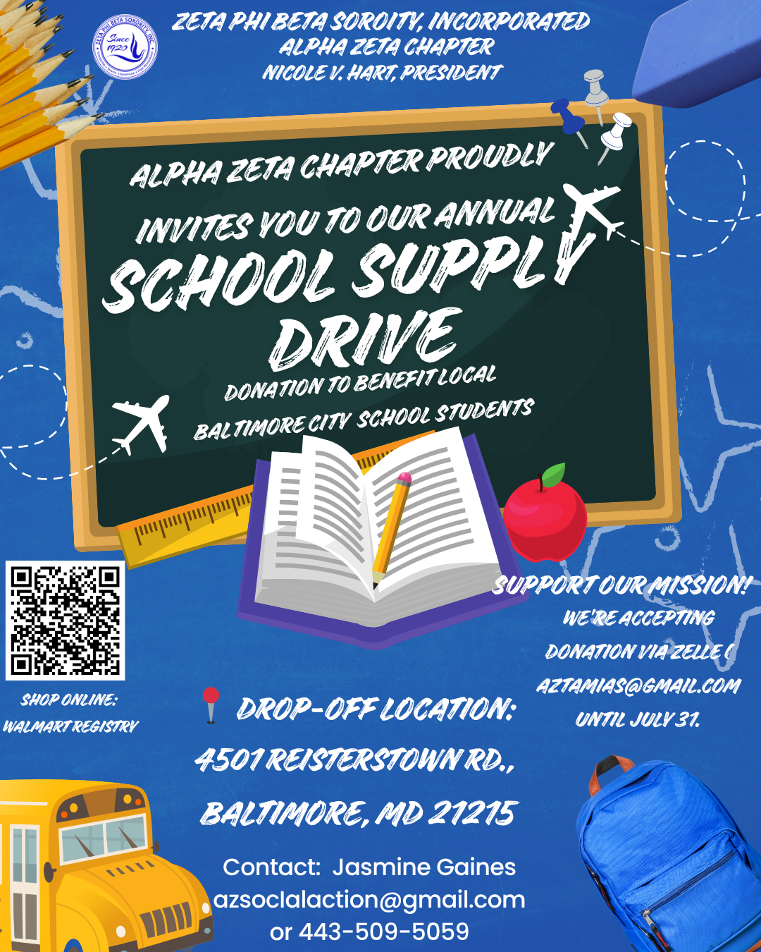 πβοΈ It's that time again! Zeta Phi Beta Sorority, Inc. β Alpha Zeta Chapter is proudly hosting our Annual School Supply Drive in August to support Baltimore City students as they head back to school! ππ
Weβre calling on our community, partners, a