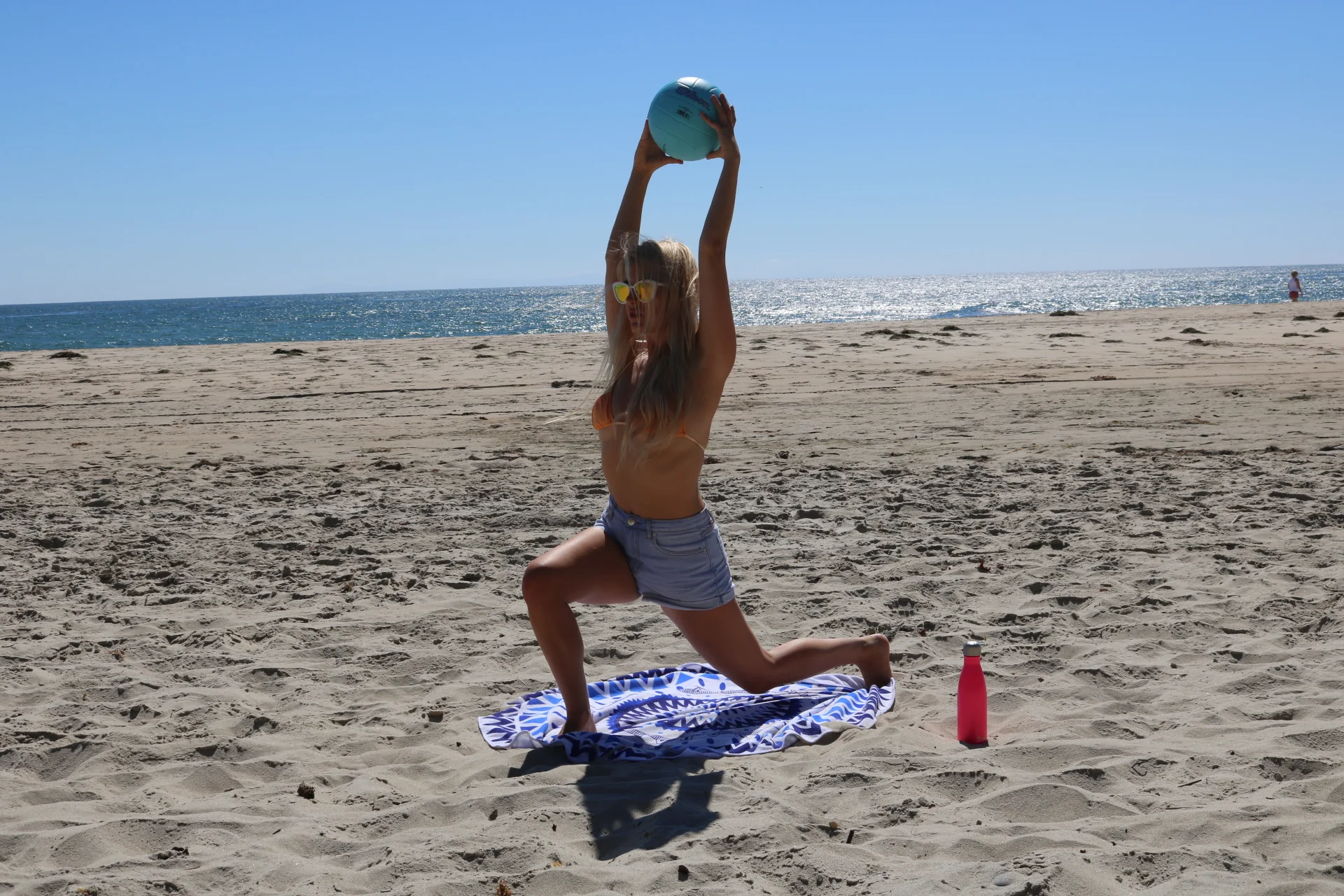 Deep lunge. Knees over toes, belly button zipped to spine.