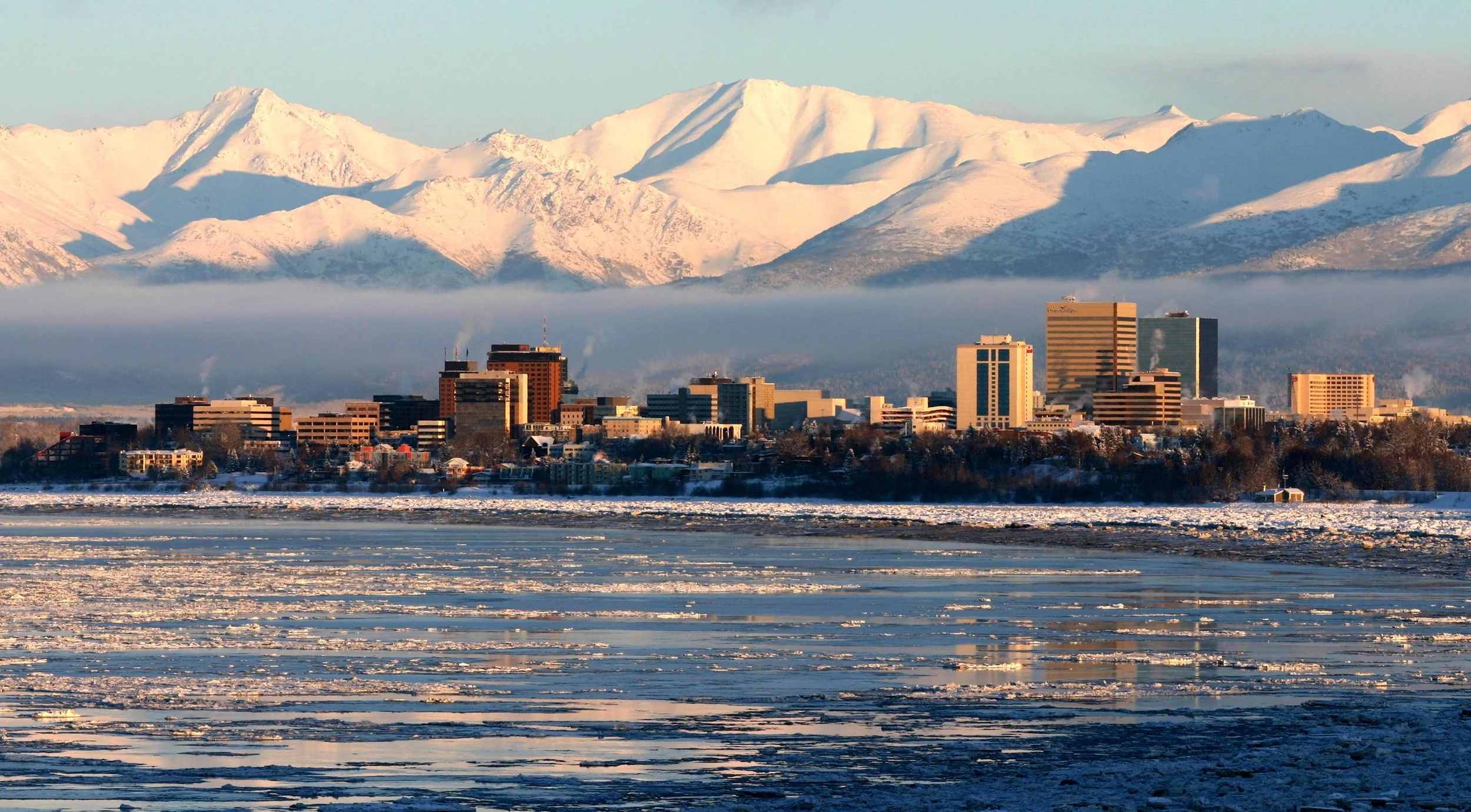 A view of the Anchorage skyline from Earthquake Park.