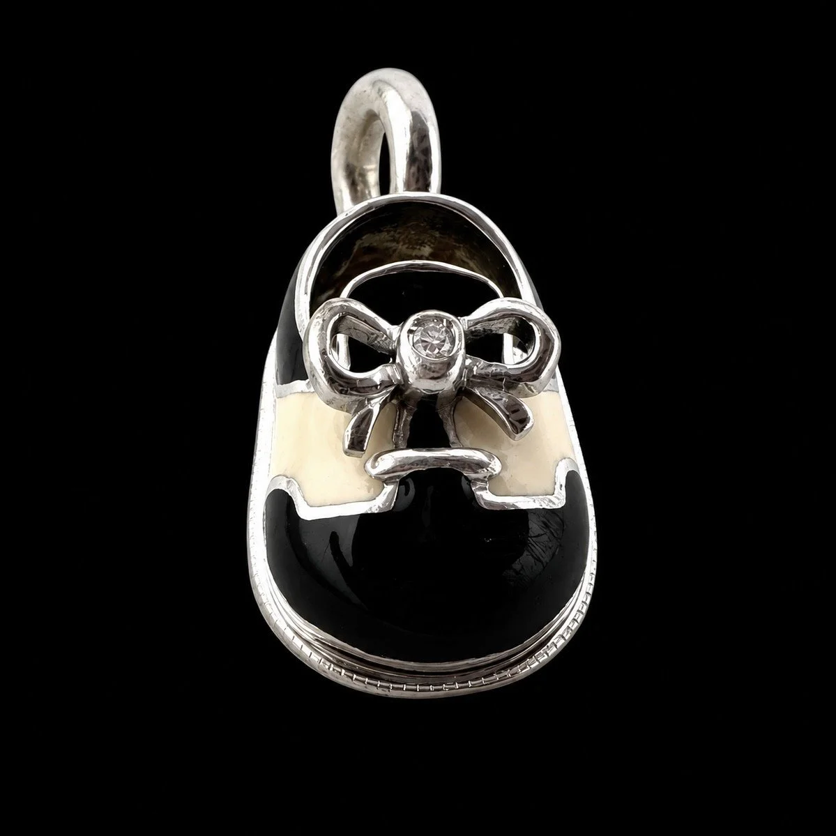 Black and White Enamel Baby Shoe Charm by Aaron Basha