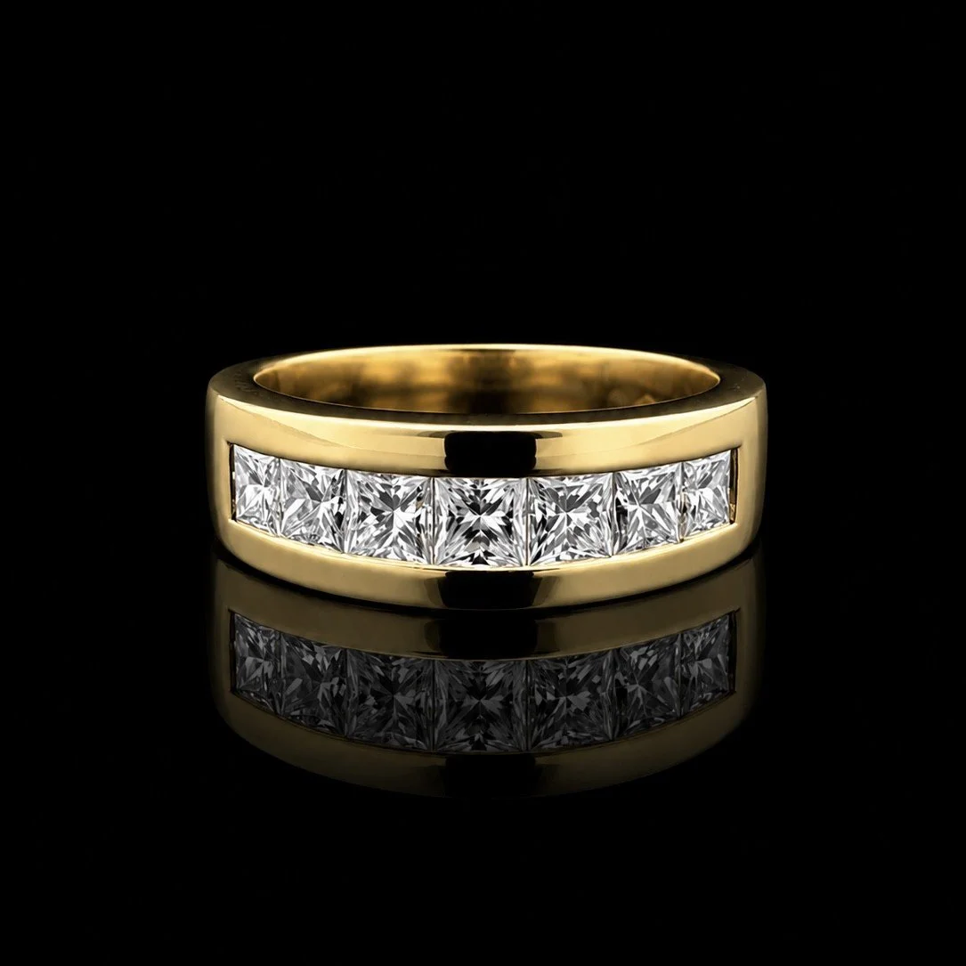 Diamond Channel-Set Half Band Ring