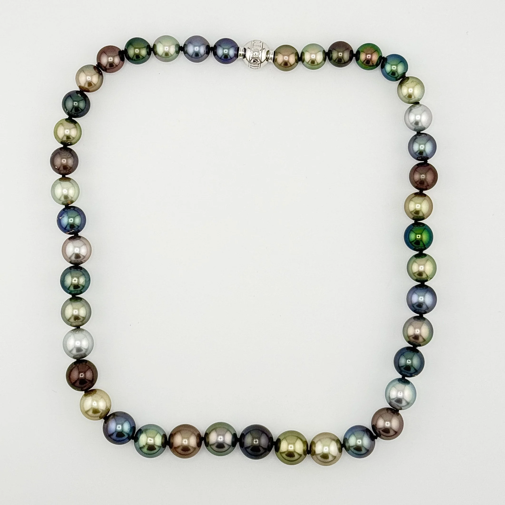 MIKIMOTO MULTI-COLOR SOUTH SEA PEARL DIAMOND NECKLACE - 18K WHITE GOLD - 18"