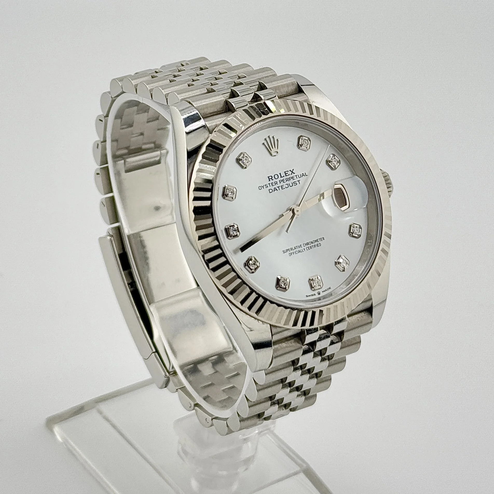 ROLEX DATEJUST 126334 MOP DIAMOND DIAL JUBILEE AUTO S/S B+P 2023
