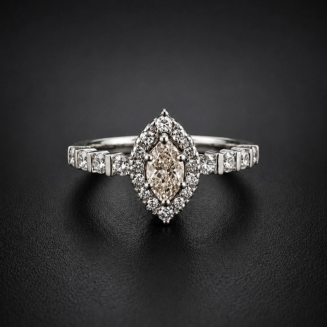 Marquise-Cut Diamond Halo Engagement Ring