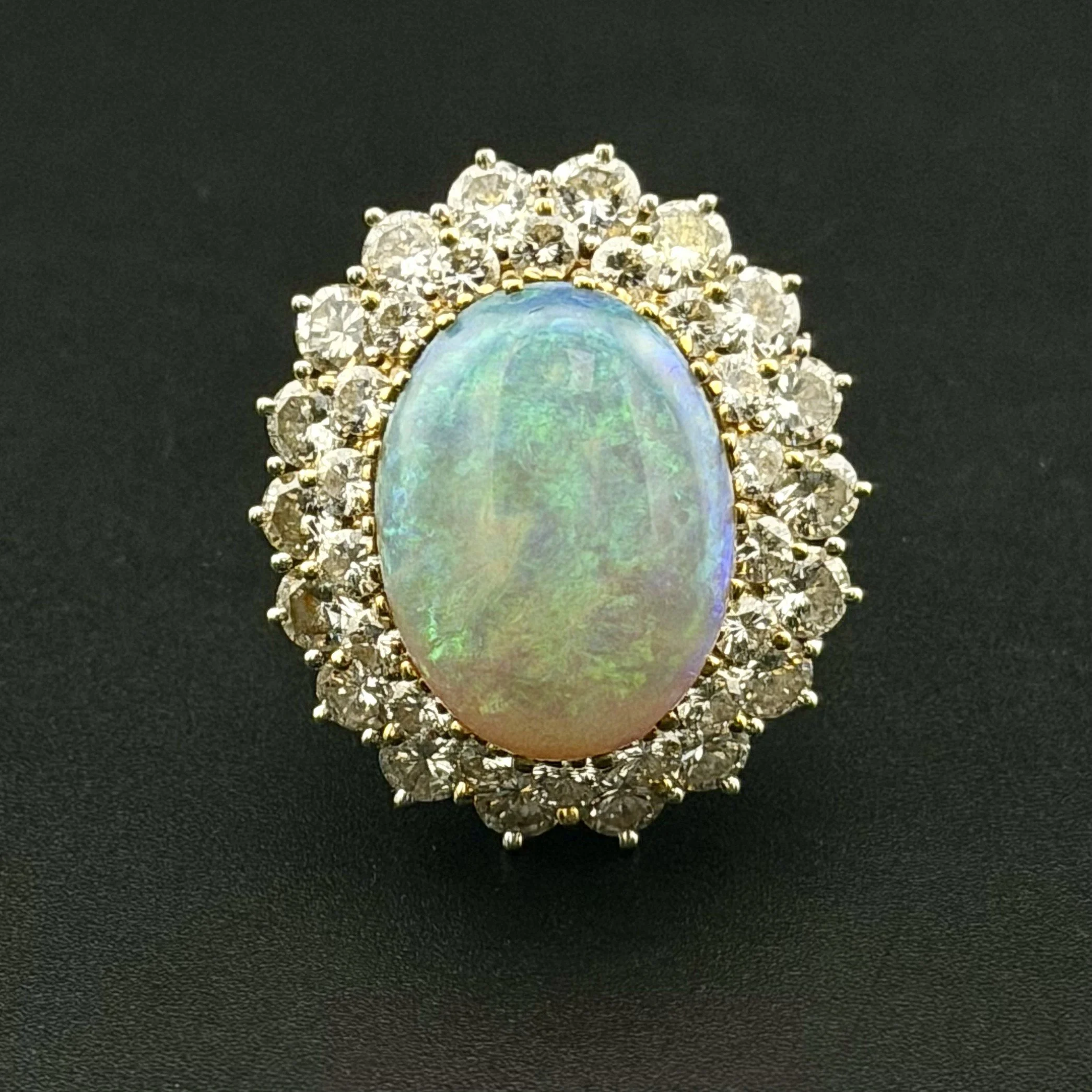 7 CT OPAL 2.7 CTW DIAMOND RING 18K WHITE GOLD 10.15 G SZ 6.75