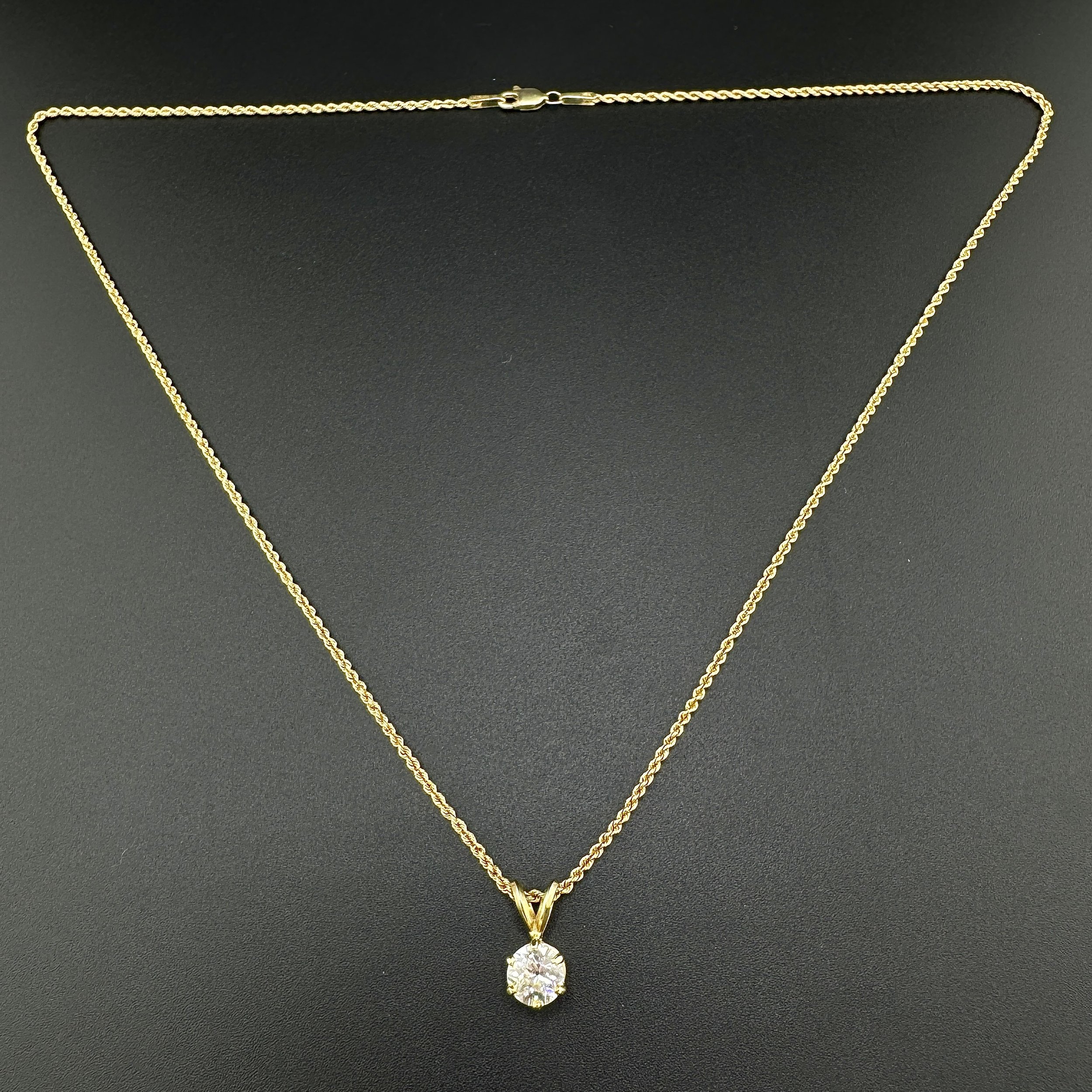 0.95CT VS2 I-J OLD EUROPEAN CUT DIAMOND SOLITARE NECKLACE - 14K YG - 18"