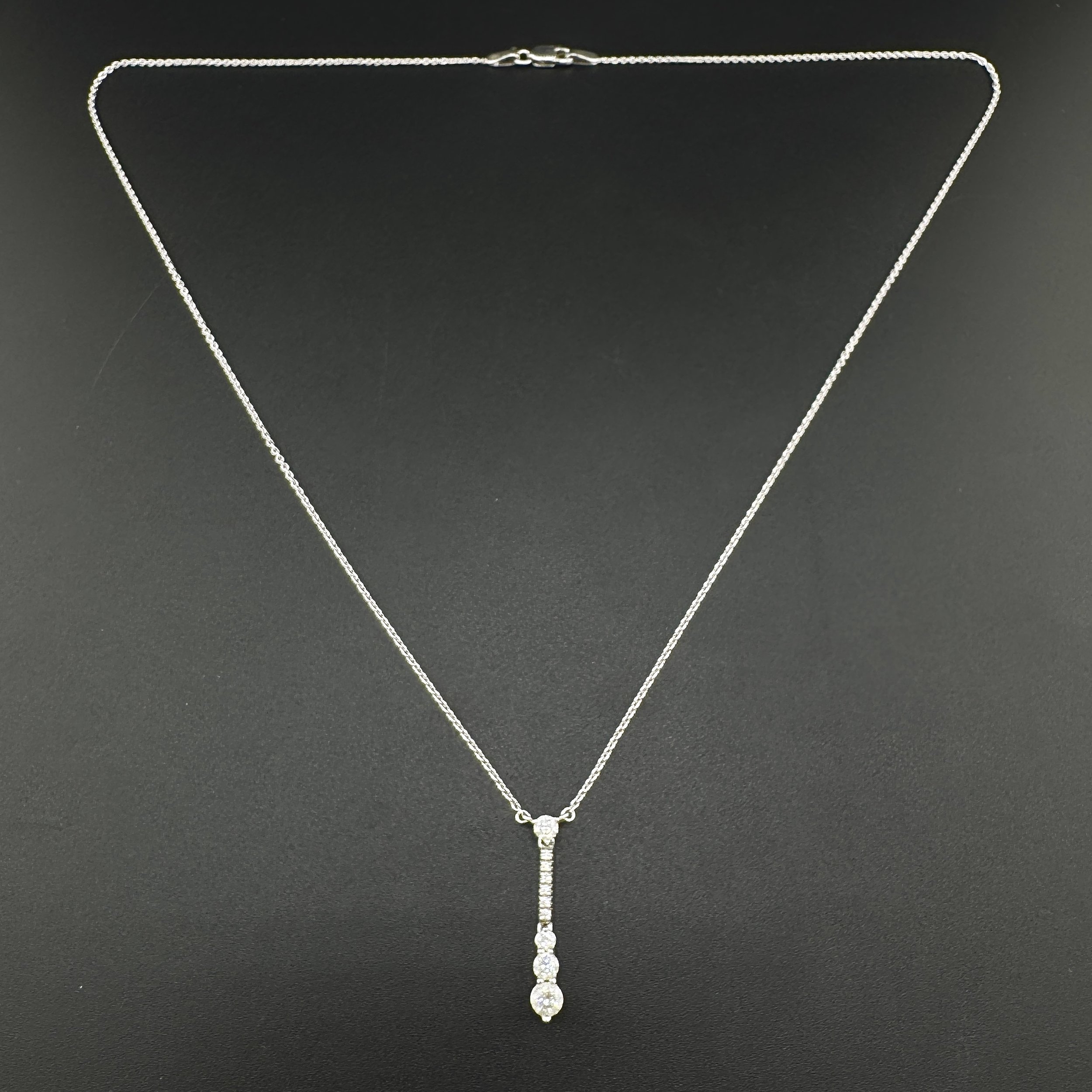 0.48CTW ROUND DIAMOND DROP NECKLACE - 14K WHITE GOLD - 17.5"