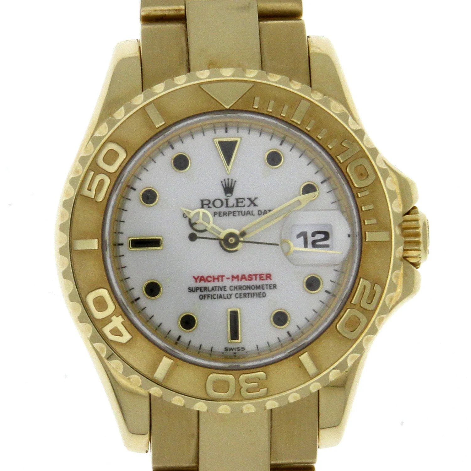 Rolex Yellow Gold 18k Yachtmaster White Dial 169628 Ladies Watch Retail: $23500