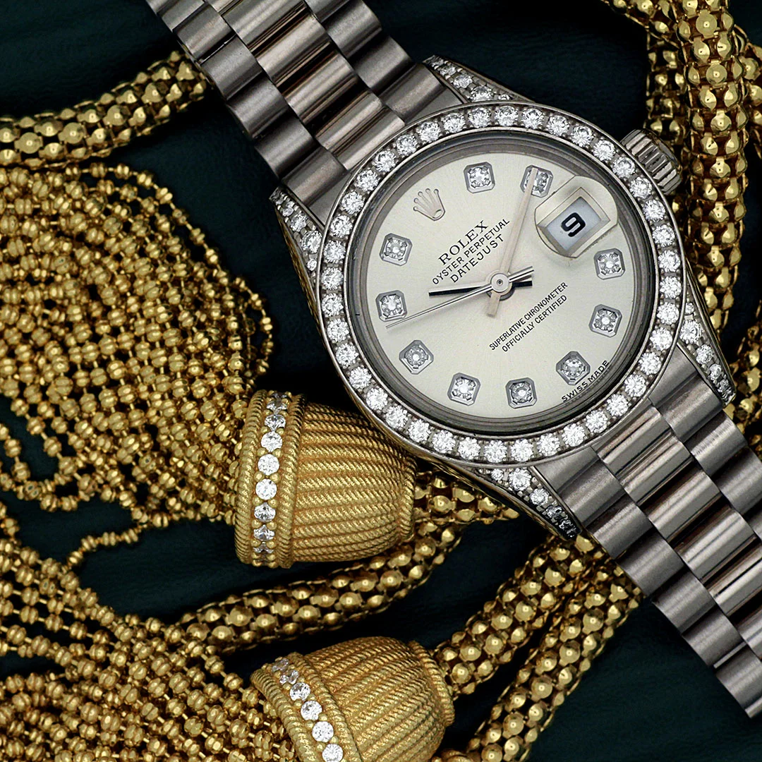 Rolex White Gold Ladies Presidential Factory Diamond  Dial & Bezel
