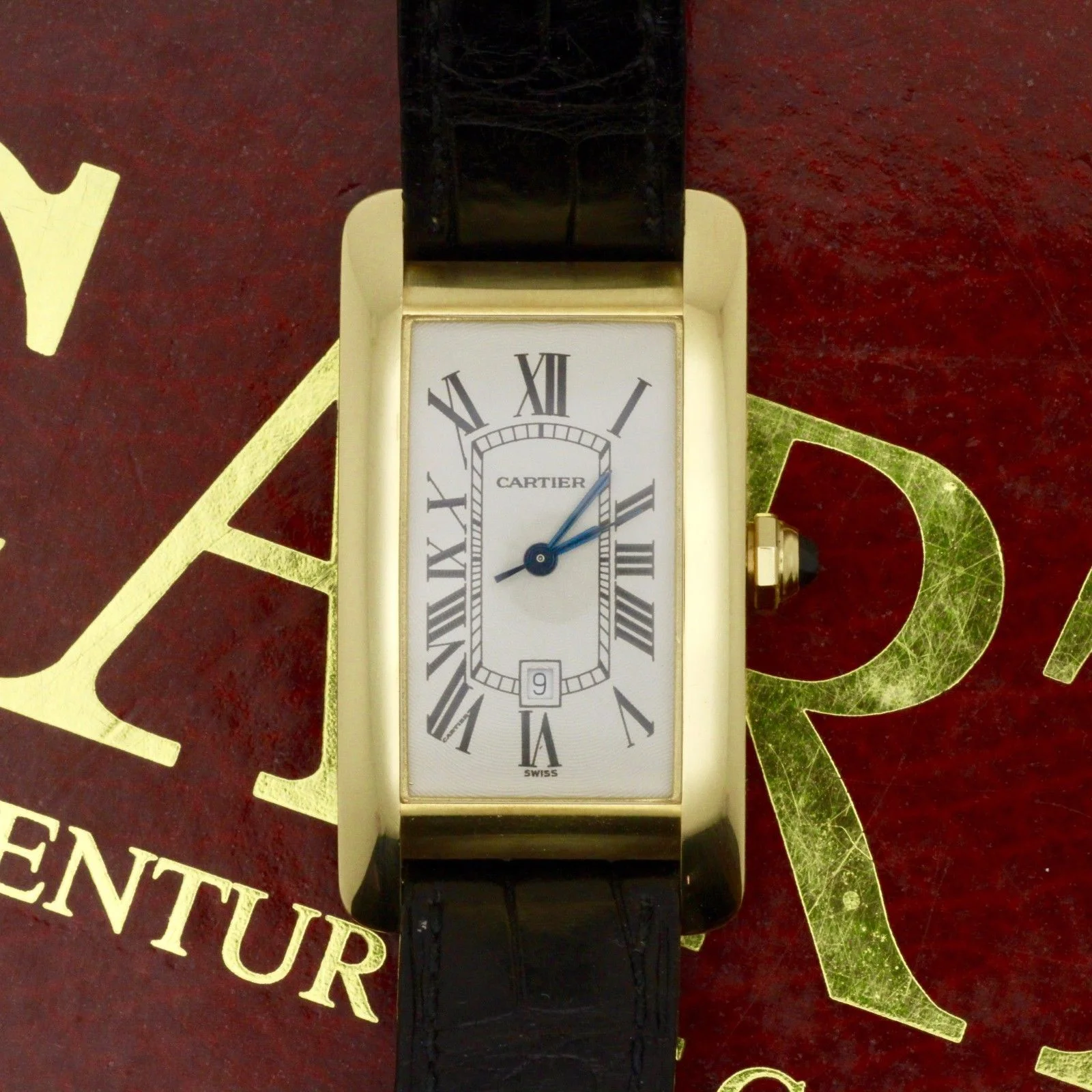 CARTIER TANK AMERICAINE 18K YELLOW GOLD WATCH 1 AUTOMATIC 725 23MM