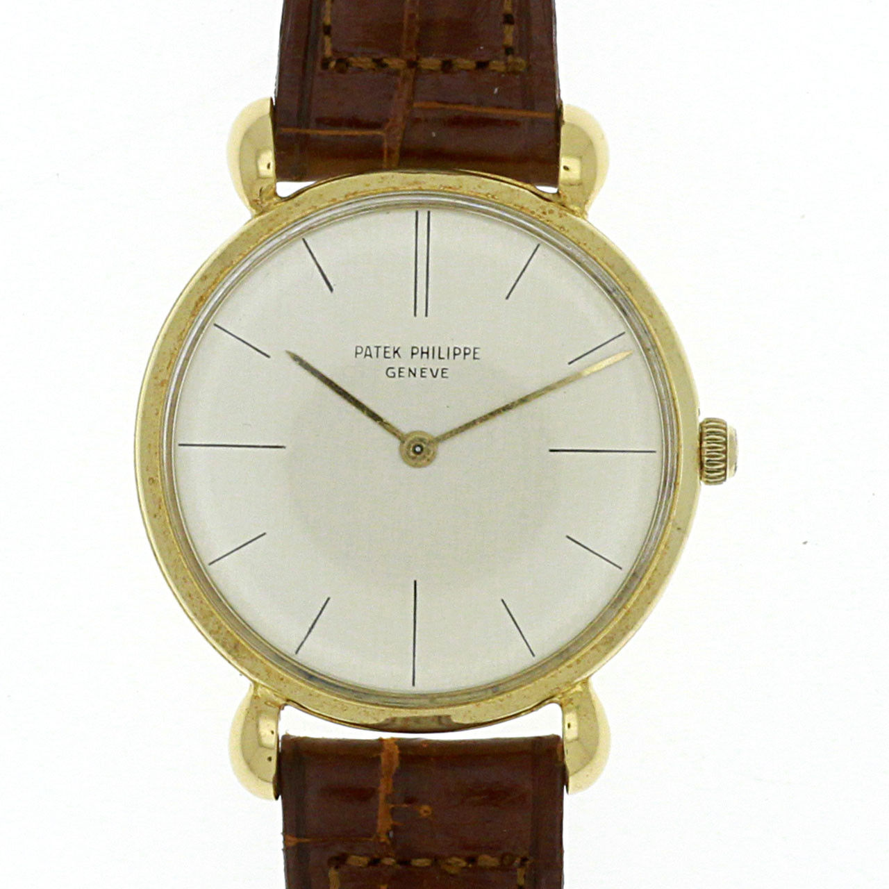 Patek Philippe Vintage 18k Yellow Gold Mens Custom Lugs Calatrava Watch 2592