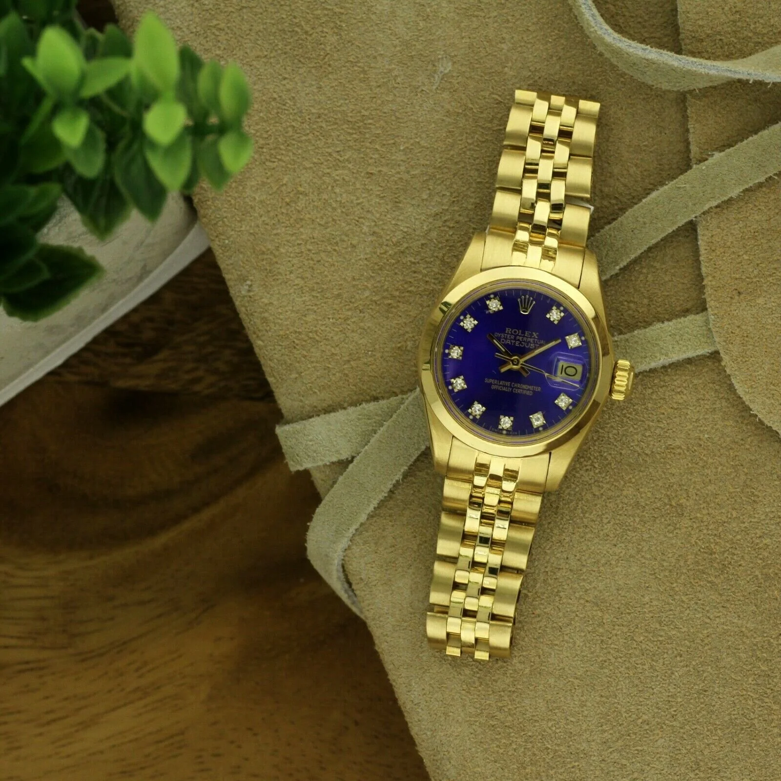 Rolex Datejust President 6916 Jubilee Womens Blue Diamond Vintage Watch 18K 26mm