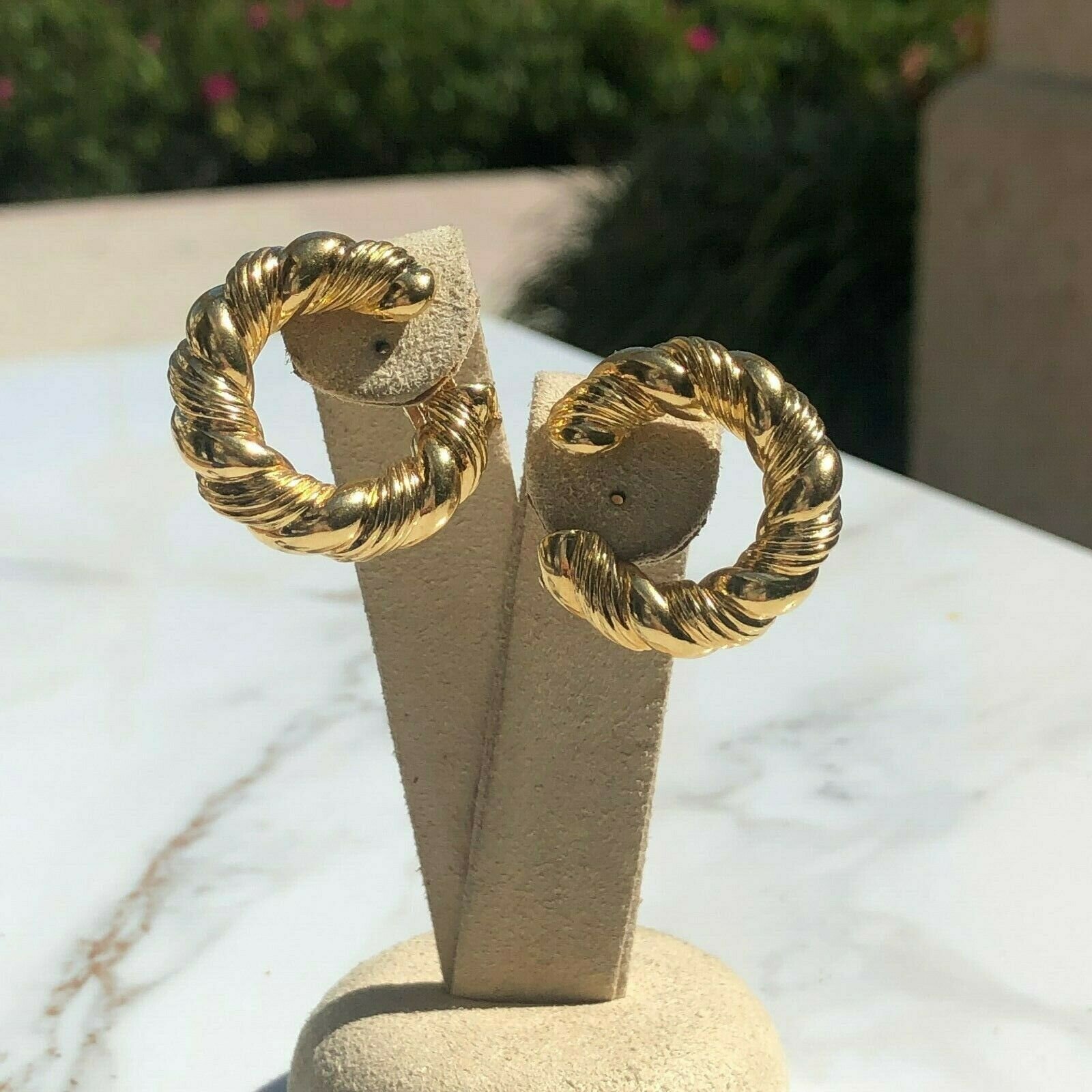 Authentic Van Cleef &amp; Arpels 18K Yellow Gold Hoop Earrings CLIP ONS