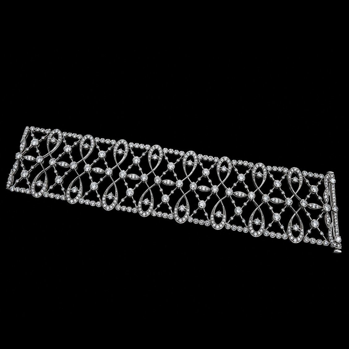 Edwardian Style, Lace Inspired, Diamond Bracelet