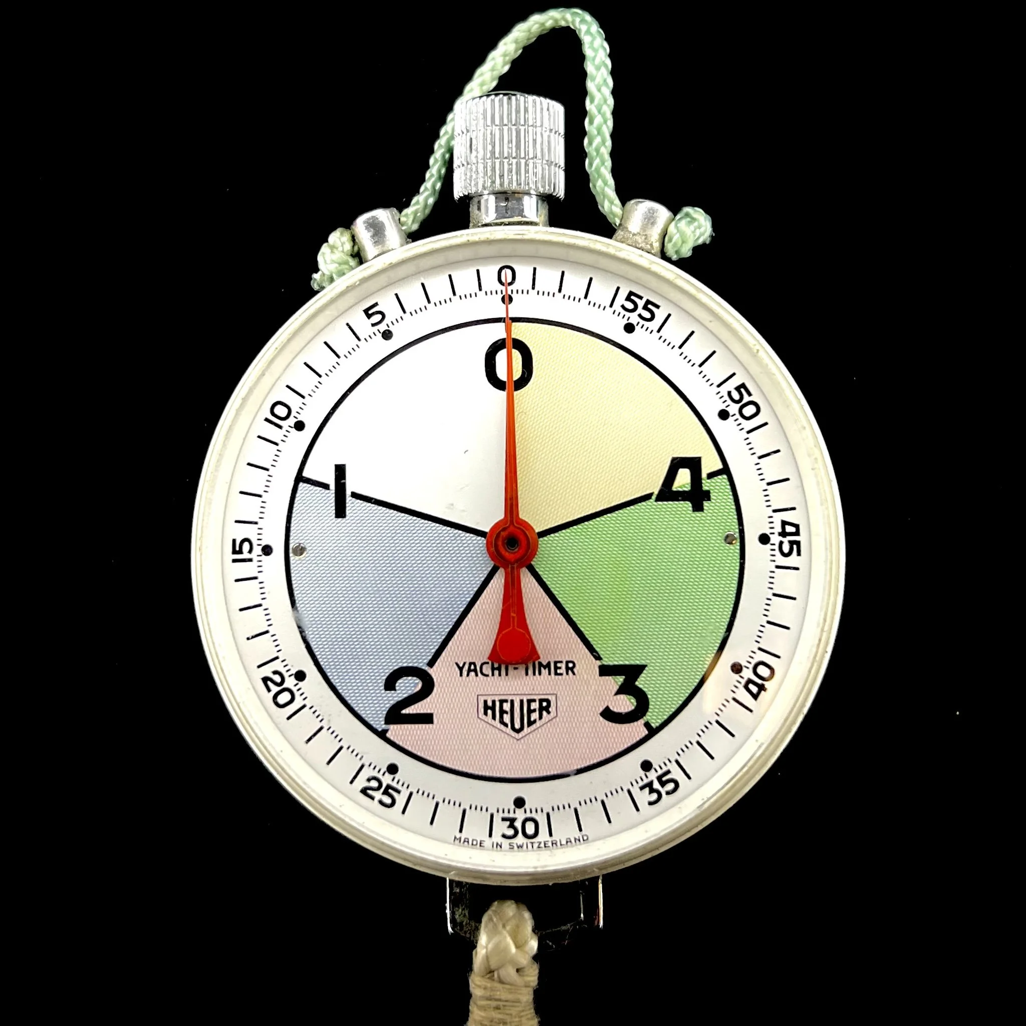 Rare Heuer Yacht Timer with White Ceramic Bezel and Unique Color Dial