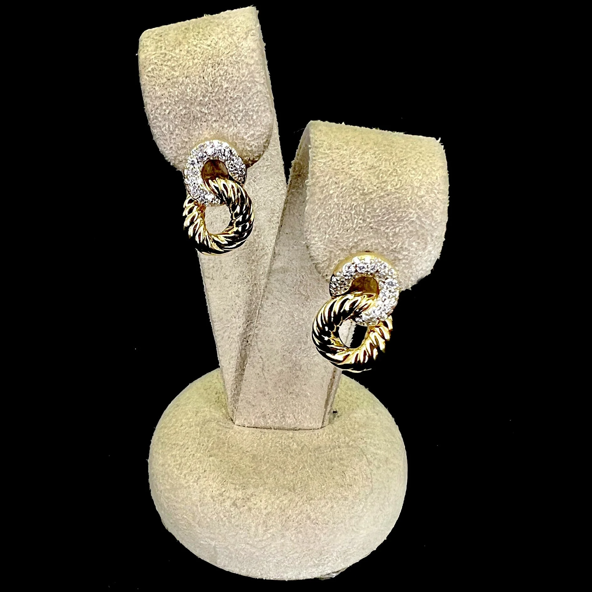 DAVID YURMAN 18k Yellow Gold Belmont Curb Link Diamond Drop Earrings