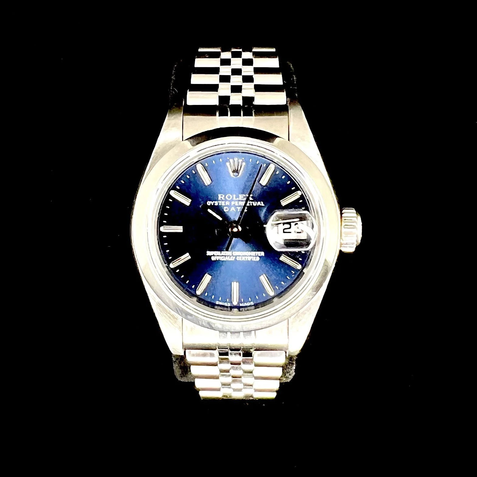 Rolex Lady Datejust Stainless Steel Watch 79160 Silver Index Blue Dial