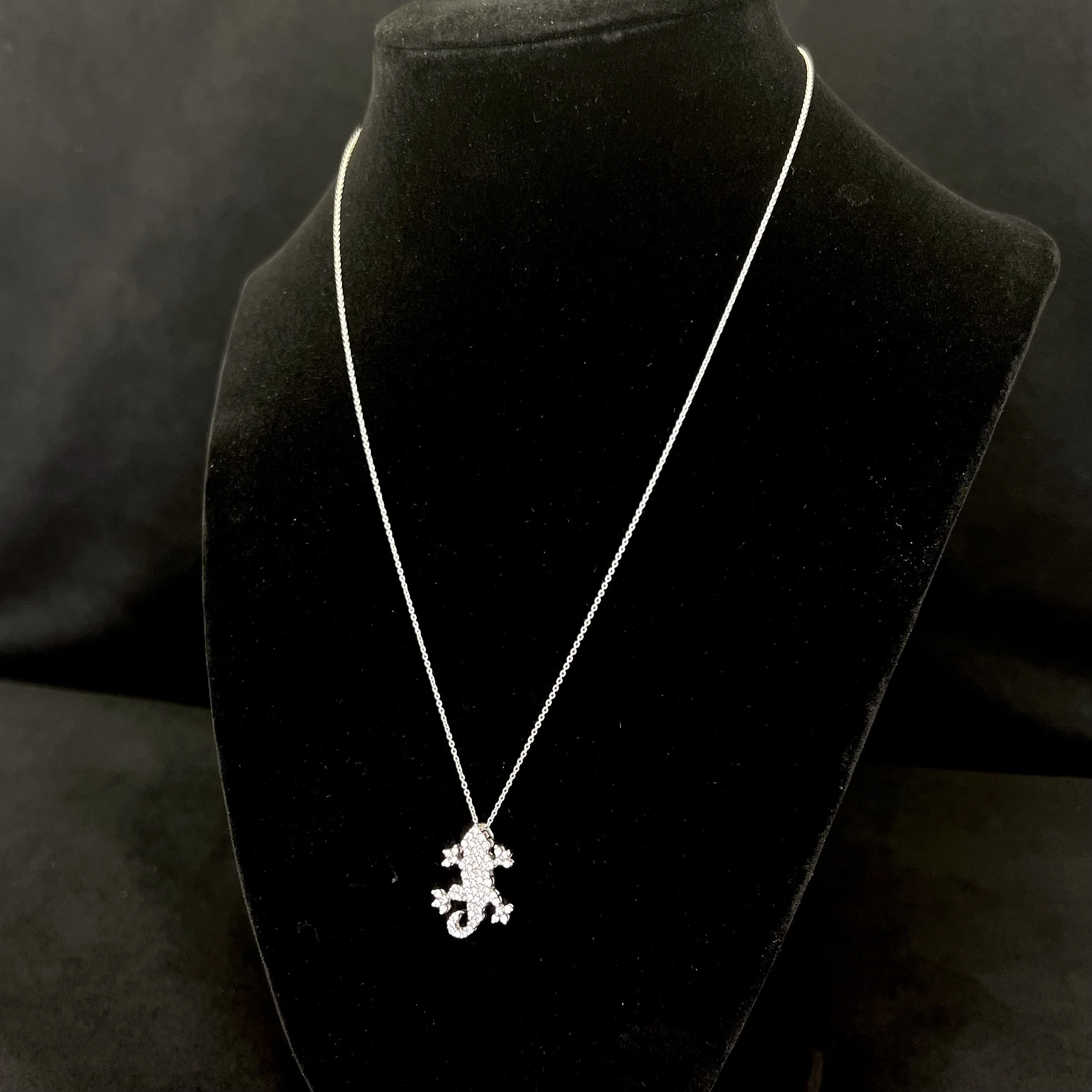 Roberto Coin Diamond Gecko 18K White Gold Pendant Necklace