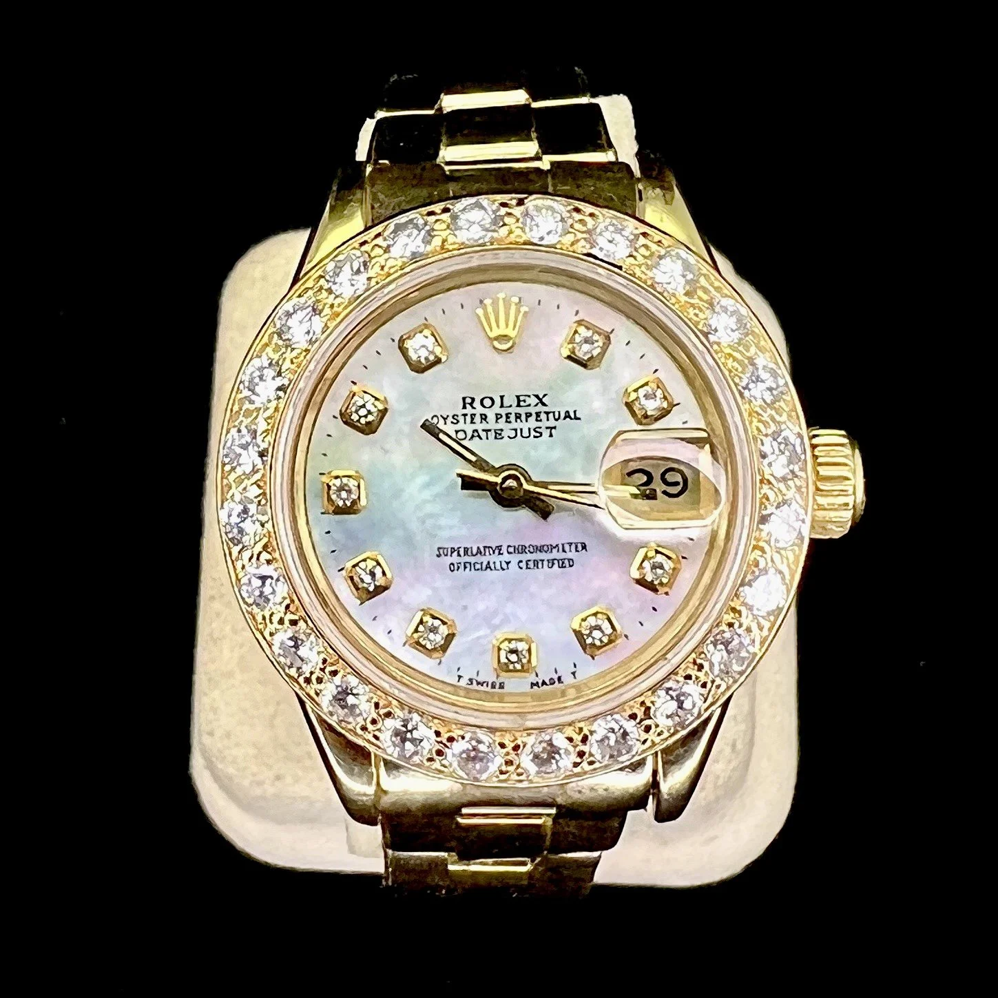 Rolex President 69178 Datejust 18K Yellow Gold MOP Diamond Dial Bezel Lady Watch