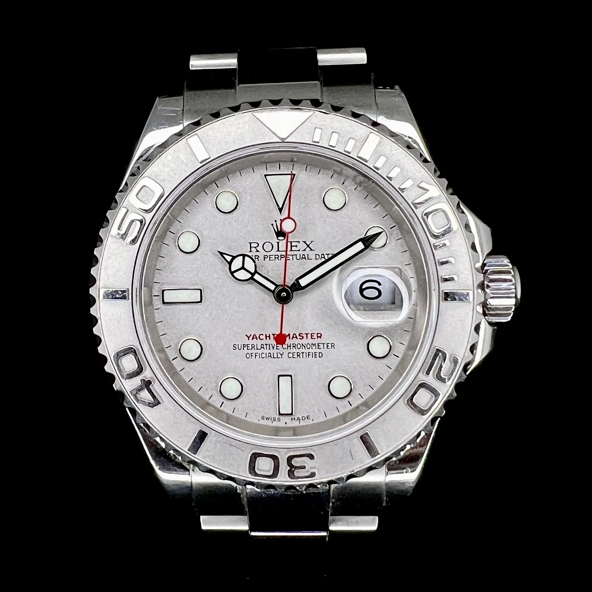 ROLEX MENS YACHT-MASTER 16622 40MM PLATINUM STAINLESS STEEL DATE WATCH 2004 B+P