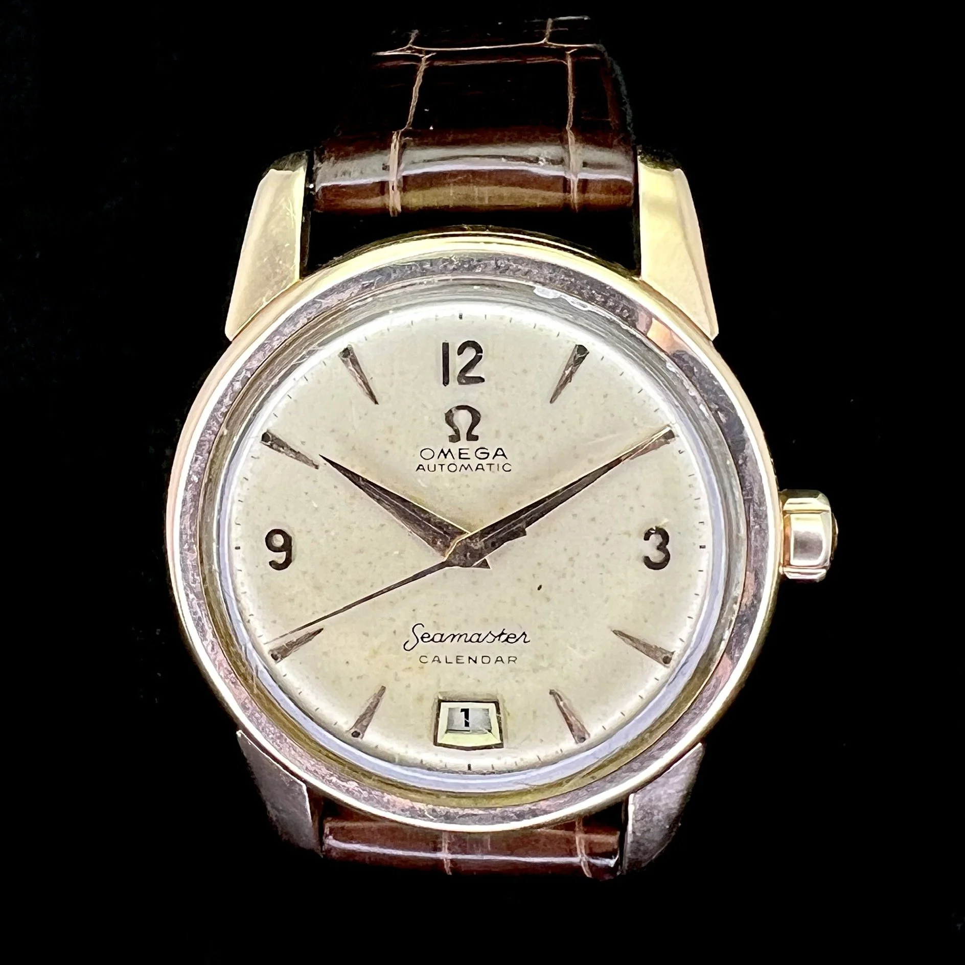 OMEGA SEAMASTER 2757 SC BUMPER AUTOMATIC CAL.355 CALENDAR ROSE GOLD 18K 34MM