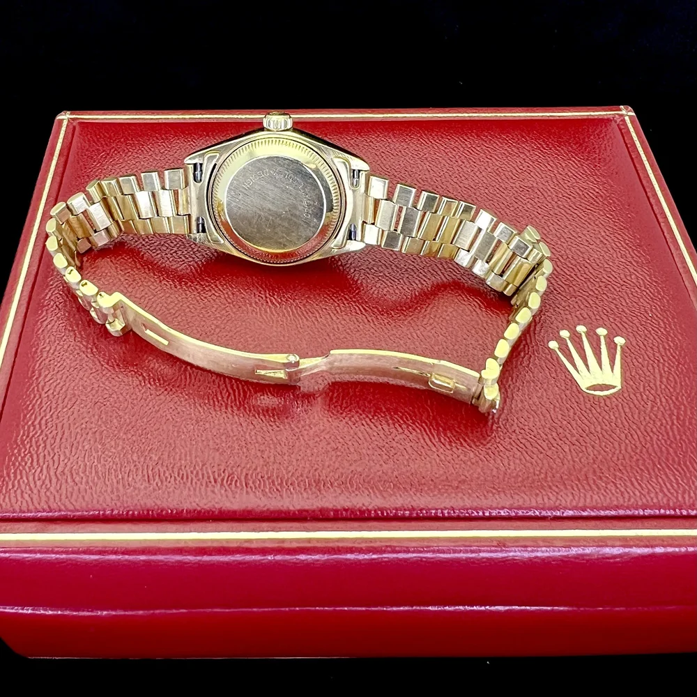 ROLEX LADIES DATEJUST 69178 PINK MOP DIAMOND 18K GOLD WATCH BOX