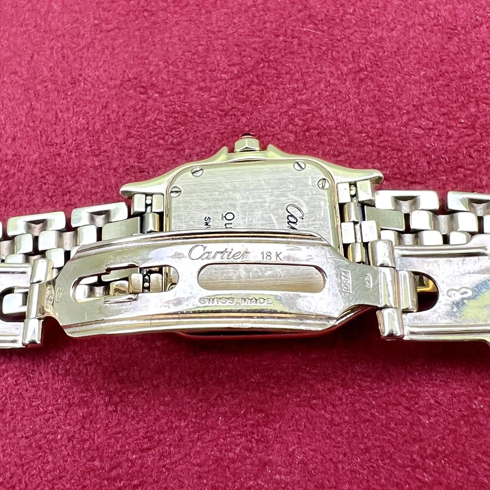 Cartier Panthere 18k YG Double Diamond Bezel Ladies Watch 23MM Box