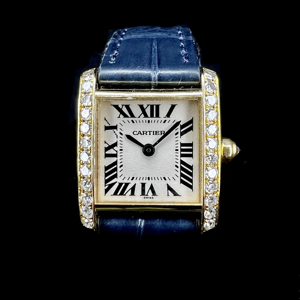 Cartier Tank Francaise 18k YG Diamond Bezel Quartz Ladies Watch