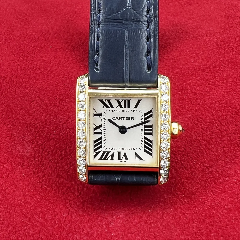 Cartier Tank Francaise 18k YG Diamond Bezel Quartz Ladies Watch