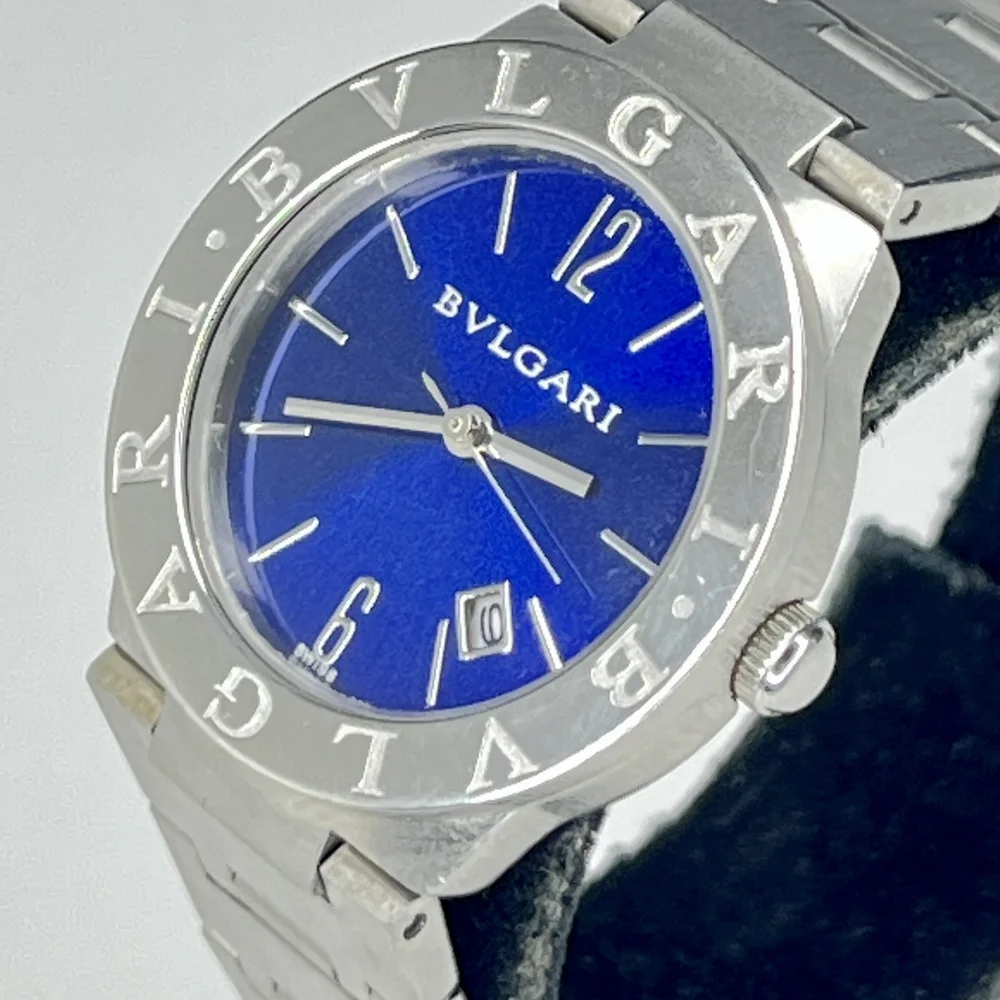 LADIES BVLGARI SD38SS DATE BLUE DIAL AUTO S/S 28MM — LOVEJOY