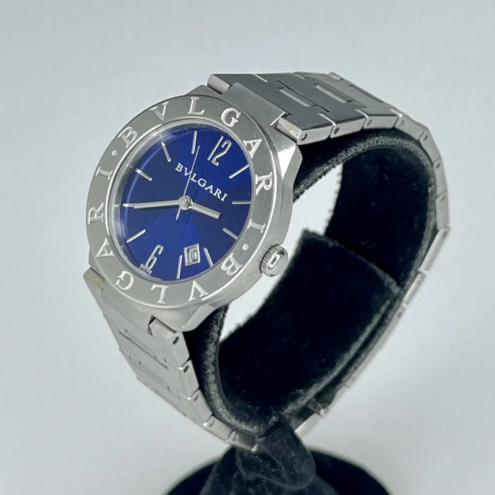 LADIES BVLGARI SD38SS DATE BLUE DIAL AUTO S/S 28MM — LOVEJOY