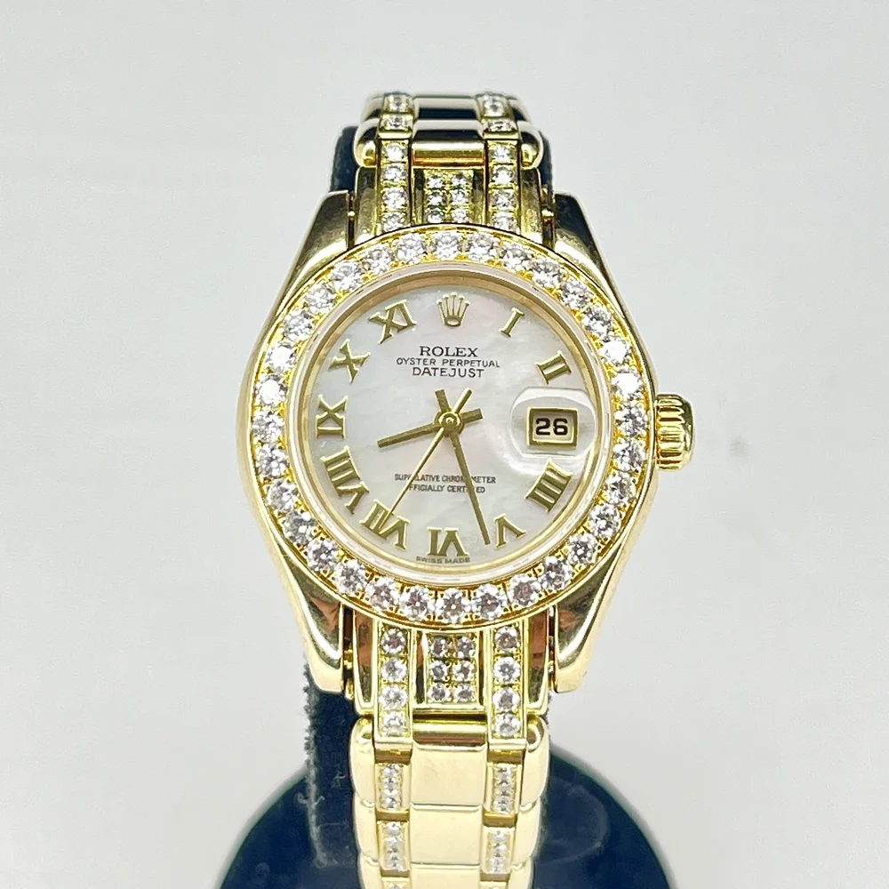 yun ページ LADIES ROLEX DATEJUST PEARLMASTER 69318 18K YG MOP DIAMOND BEZEL