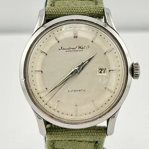 VINTAGE IWC SCHAFFHAUSEN DATE SILVER DIAL AUTOMATIC S/S 33MM