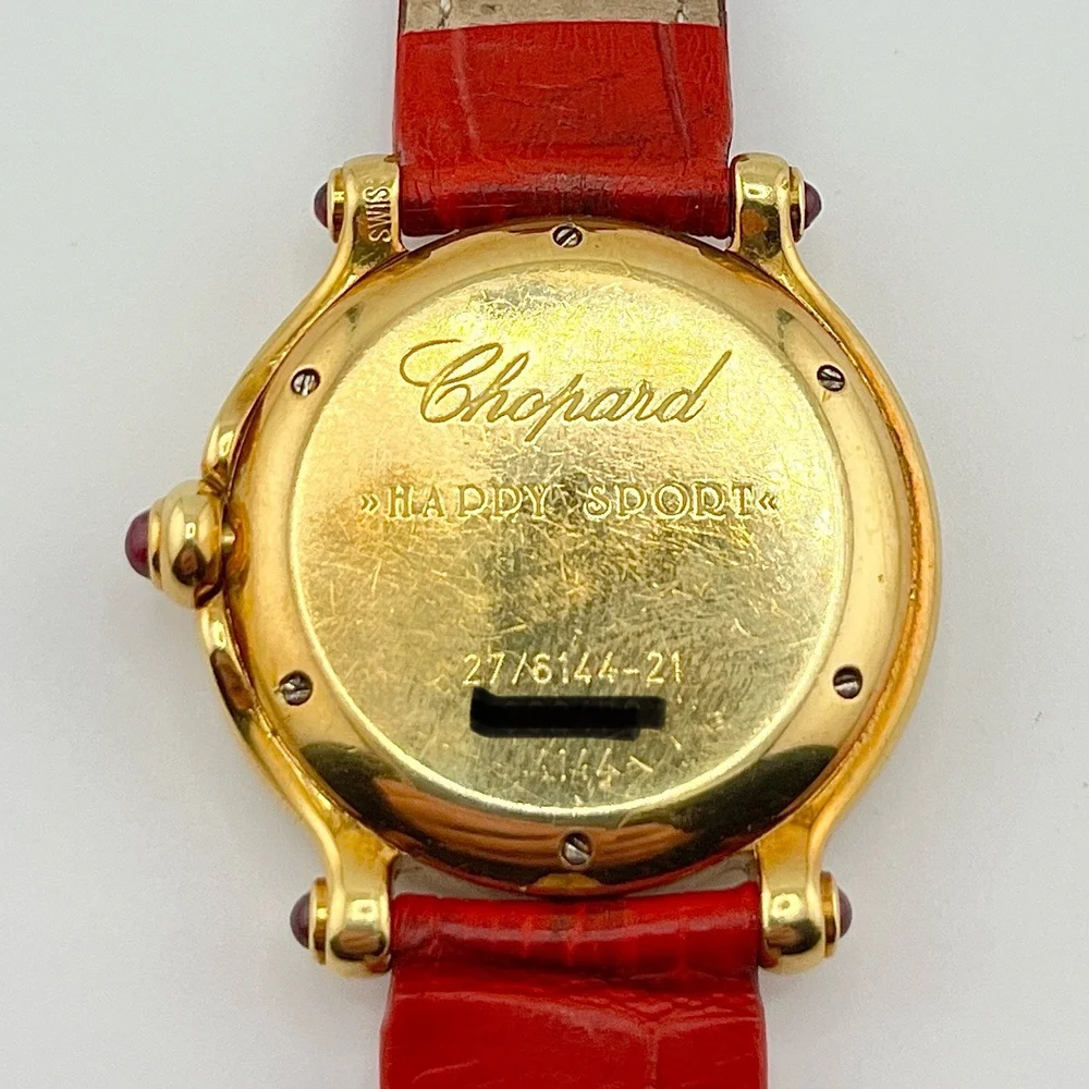 LADIES CHOPARD HAPPY SPORT 7P DIAMONDS 27/6144-21 18K YELLOW GOLD