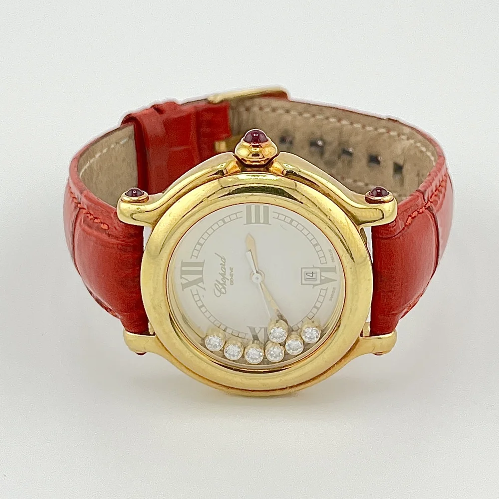 LADIES CHOPARD HAPPY SPORT 7P DIAMONDS 27/6144-21 18K YELLOW GOLD